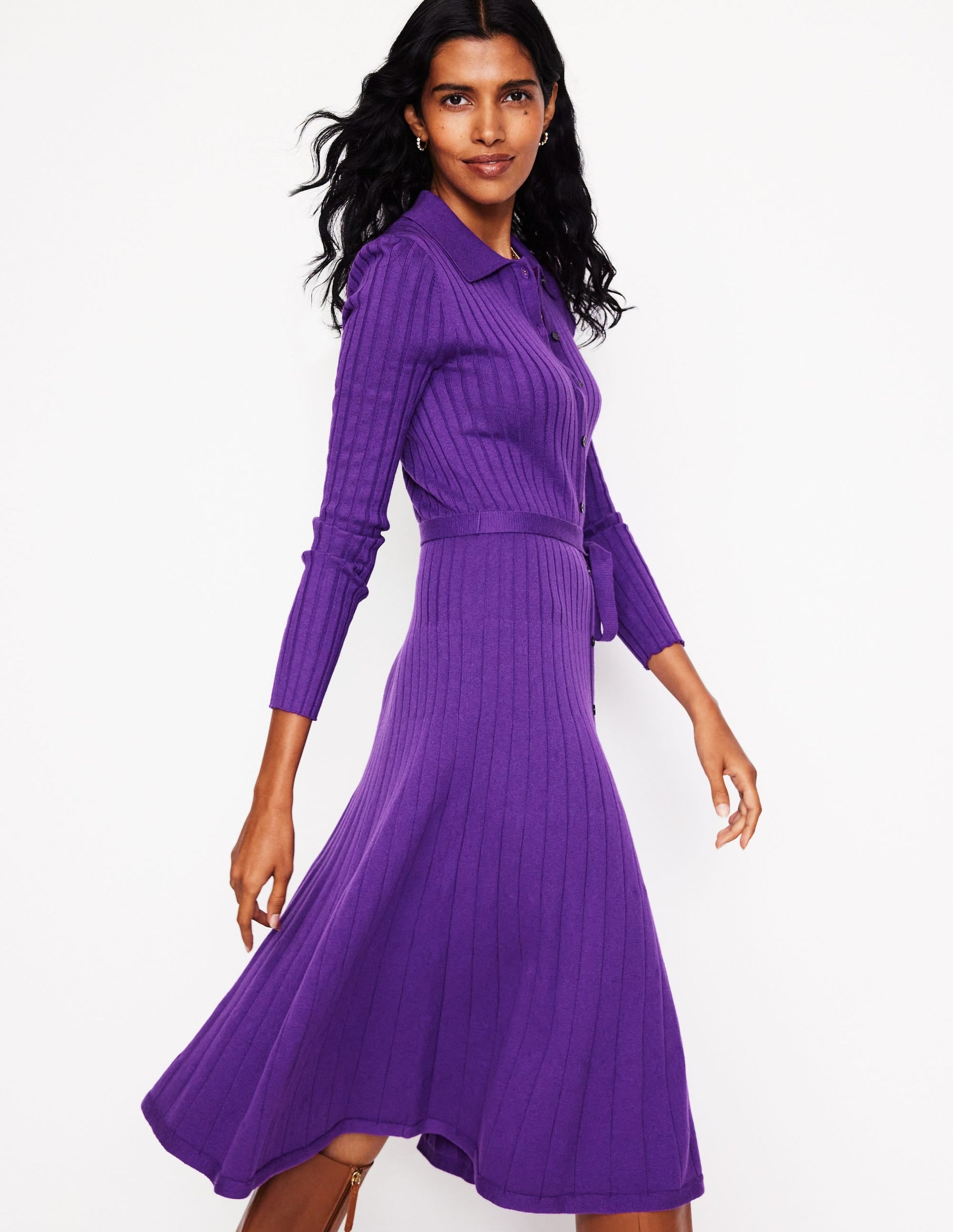 Rachel Knitted Shirt Dress-Amethyst-4