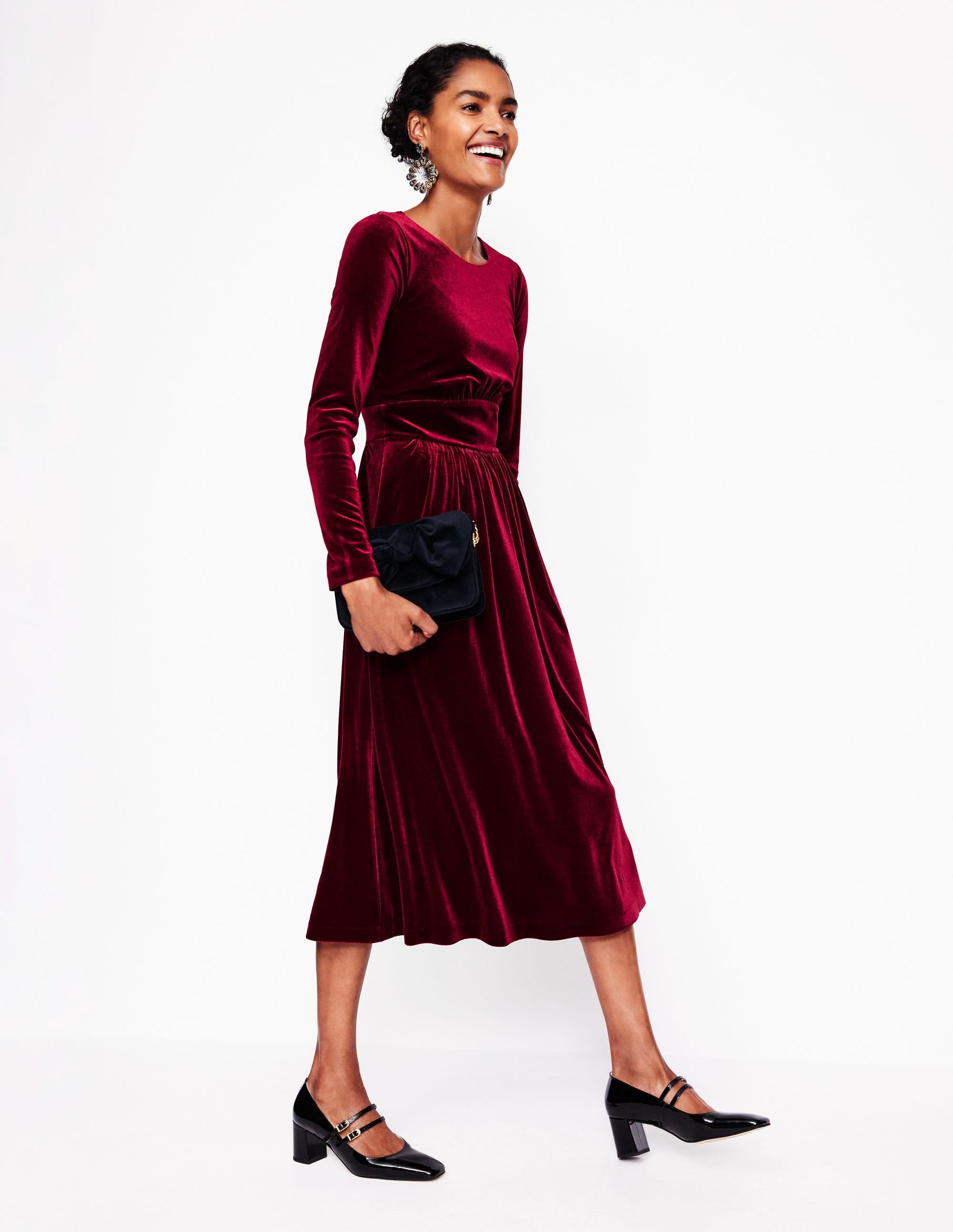 Thea Velvet Midi Dress-Cabernet - Image 1