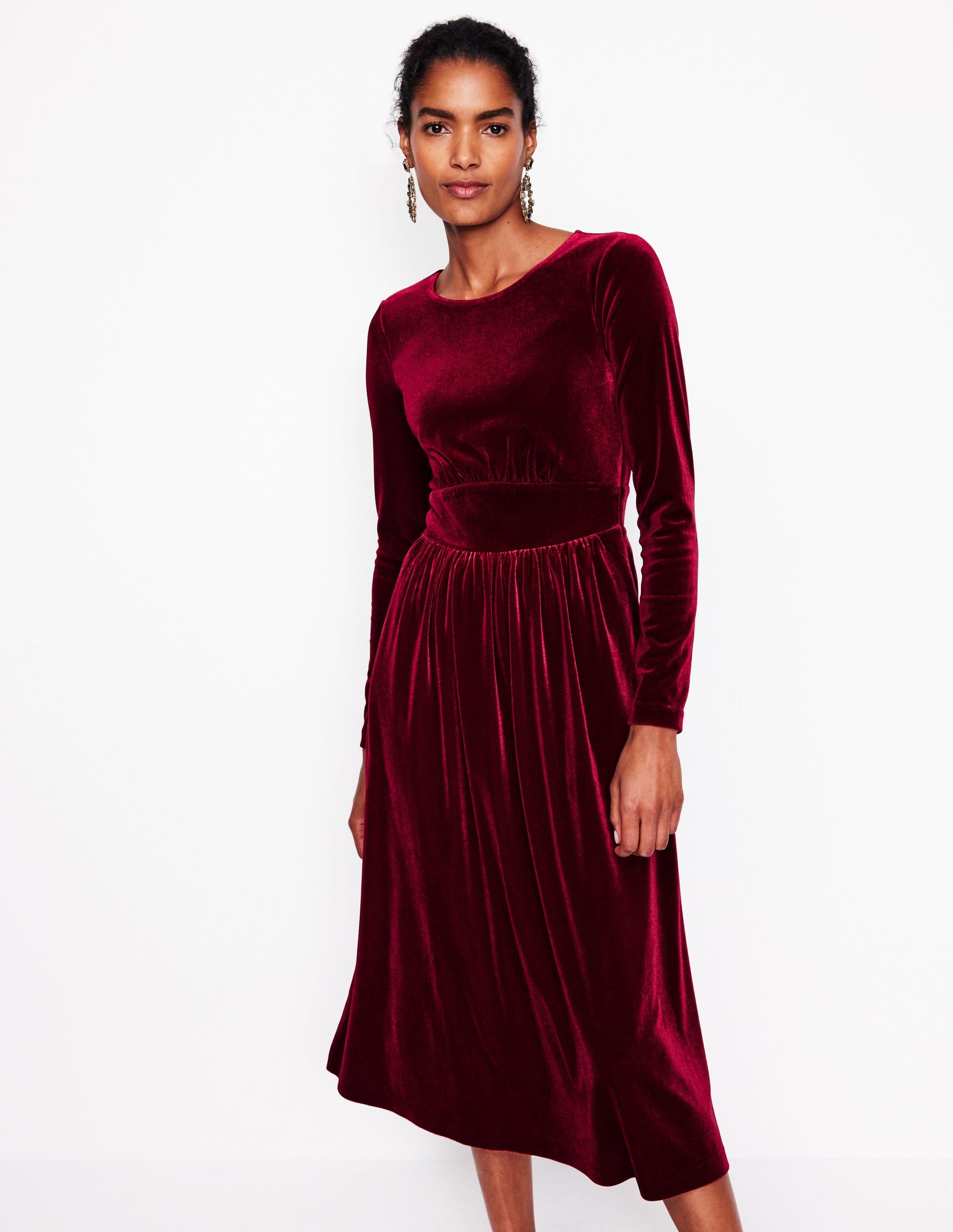 Thea Velvet Midi Dress-Cabernet-4