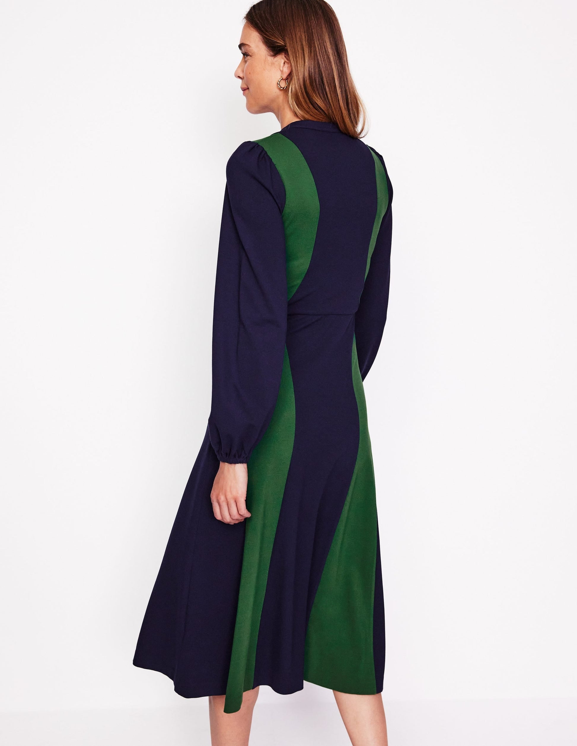 Notch Abstract Ponte Dress-Navy, Glade-3