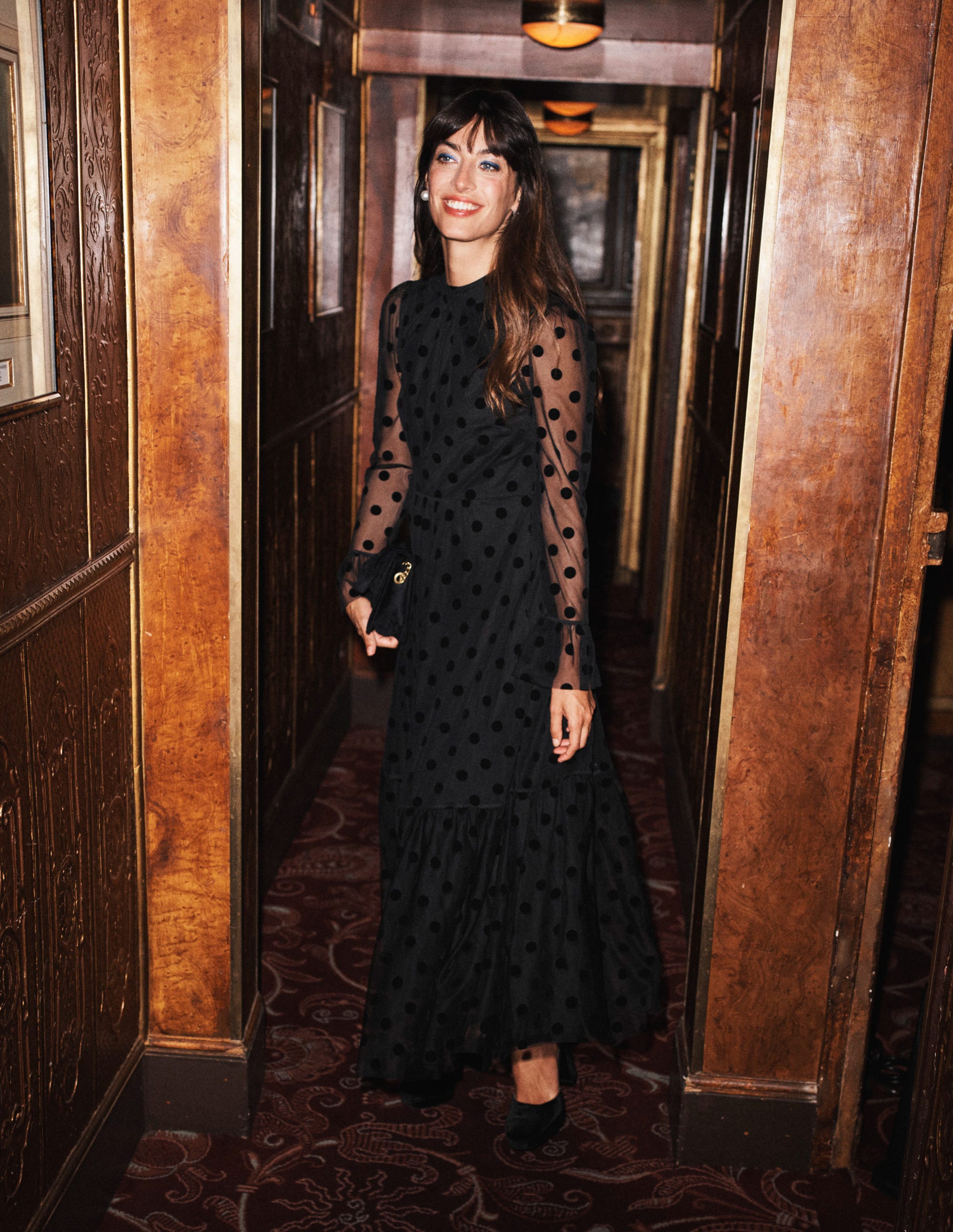 High Neck Tulle Tea Dress-Black Spot - Image 6