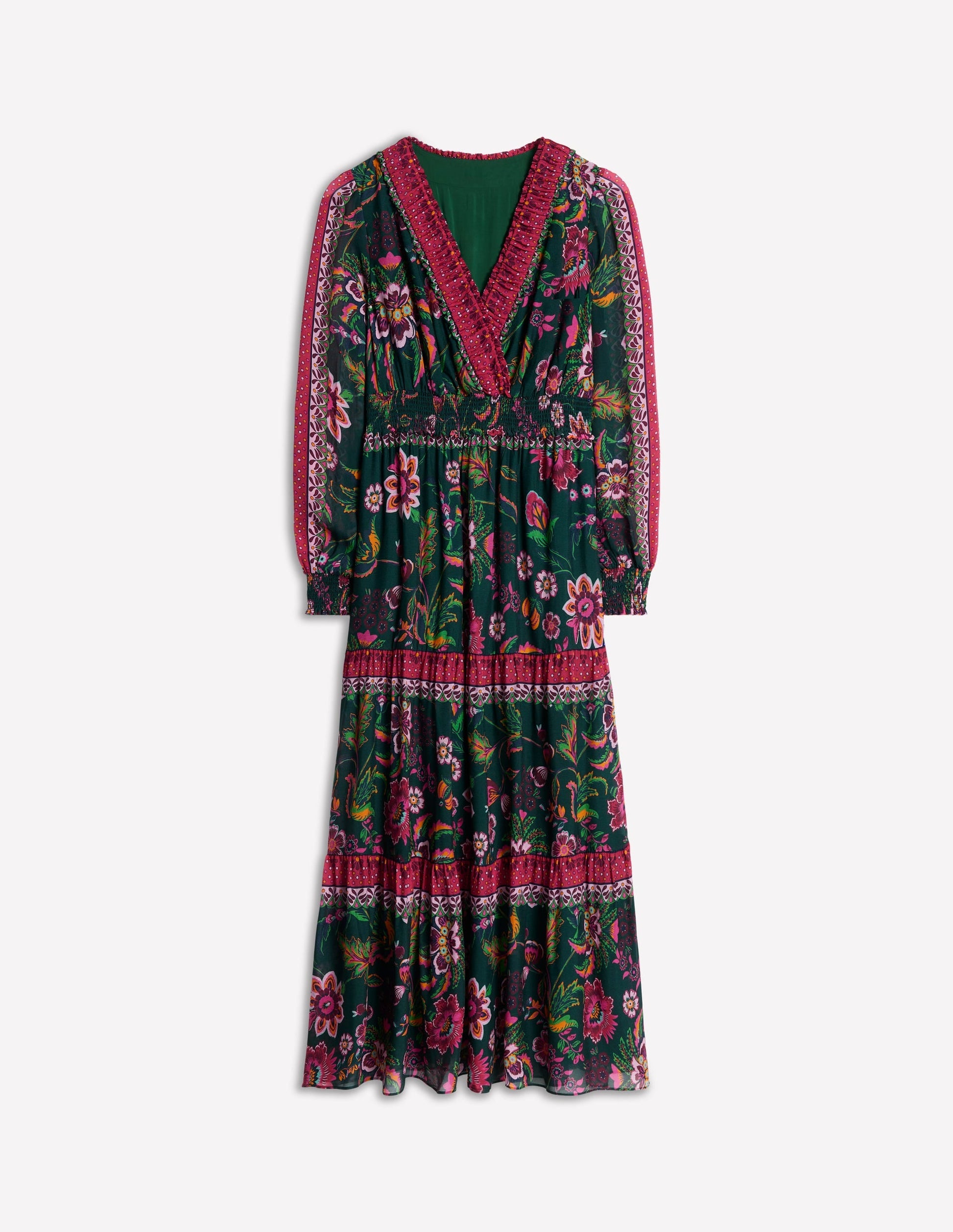 V-Neck Ruffle Maxi Dress-Multi, Blossom Flourish-6