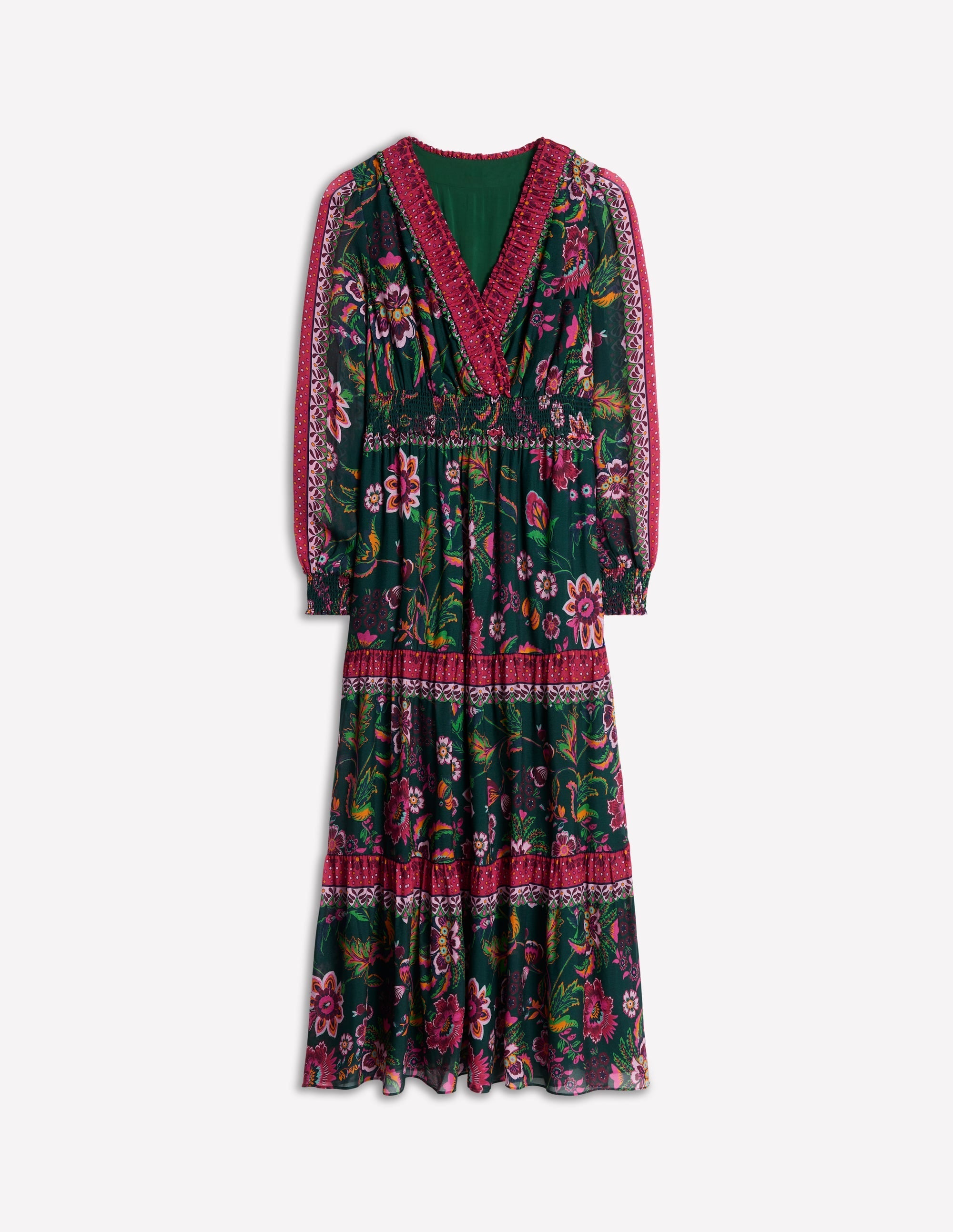 V-Neck Ruffle Maxi Dress-Multi, Blossom Flourish - Image 6