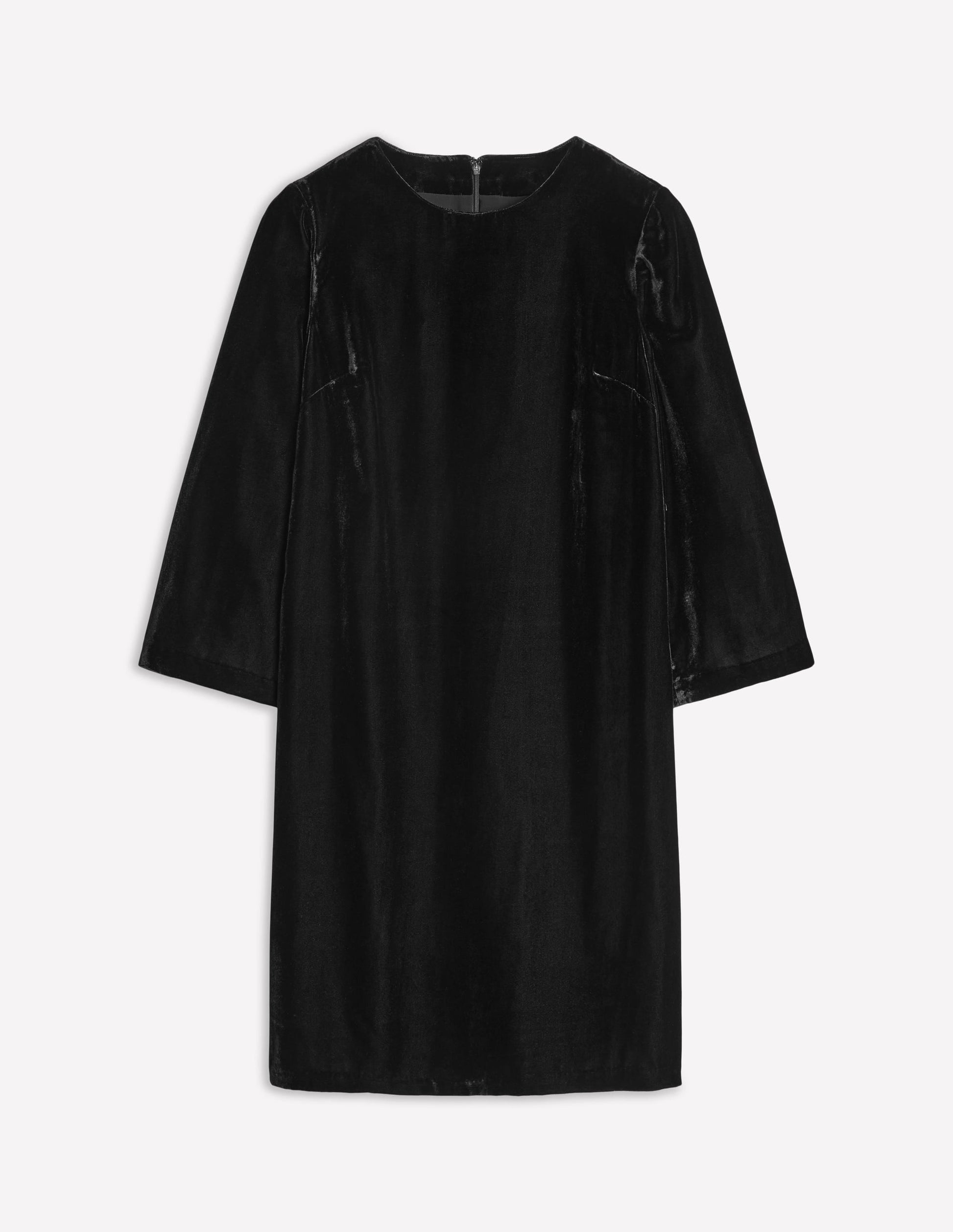 Long Sleeve Velvet Shift Dress-Black-5