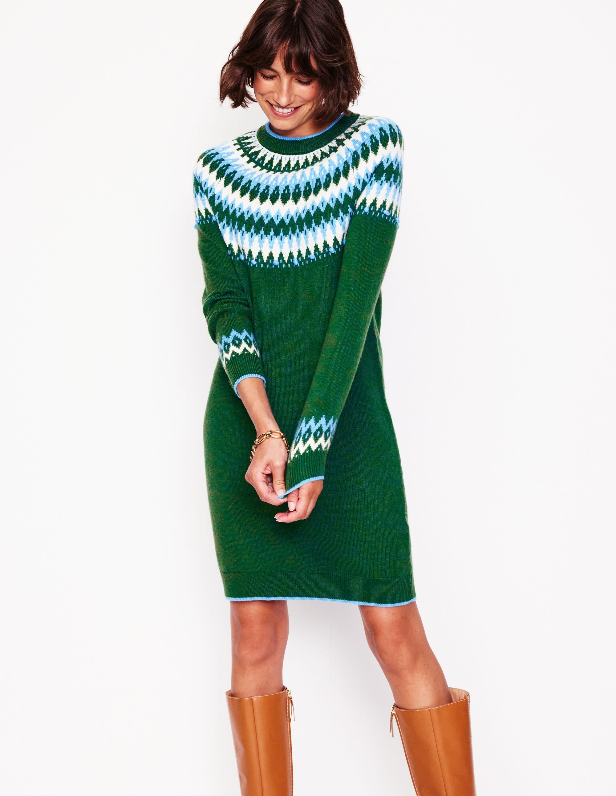 Eleanor Fair Isle Dress-Pine, Fair Isle - Image 1