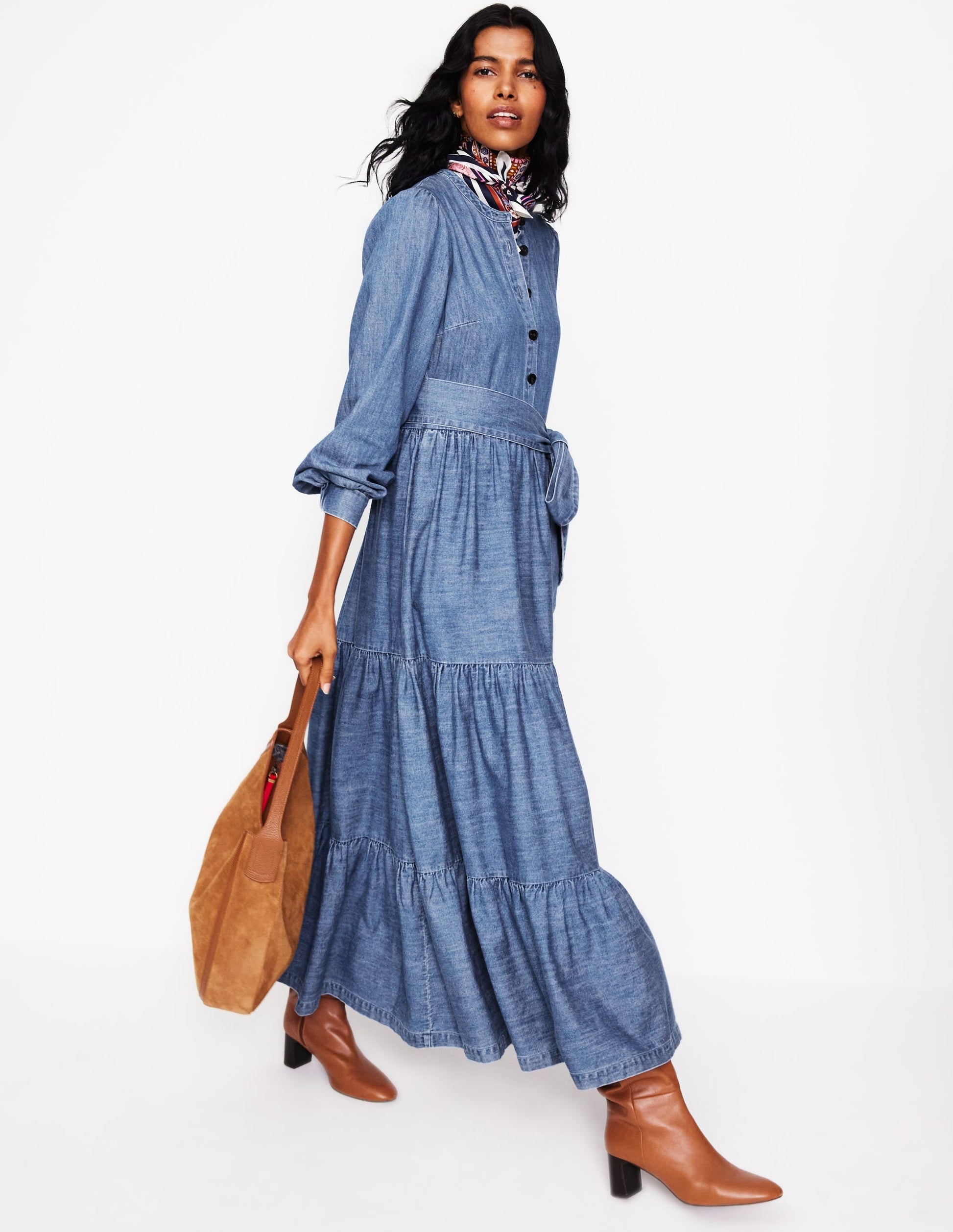 Alba Denim Maxi Dress-Light Vintage Denim-1