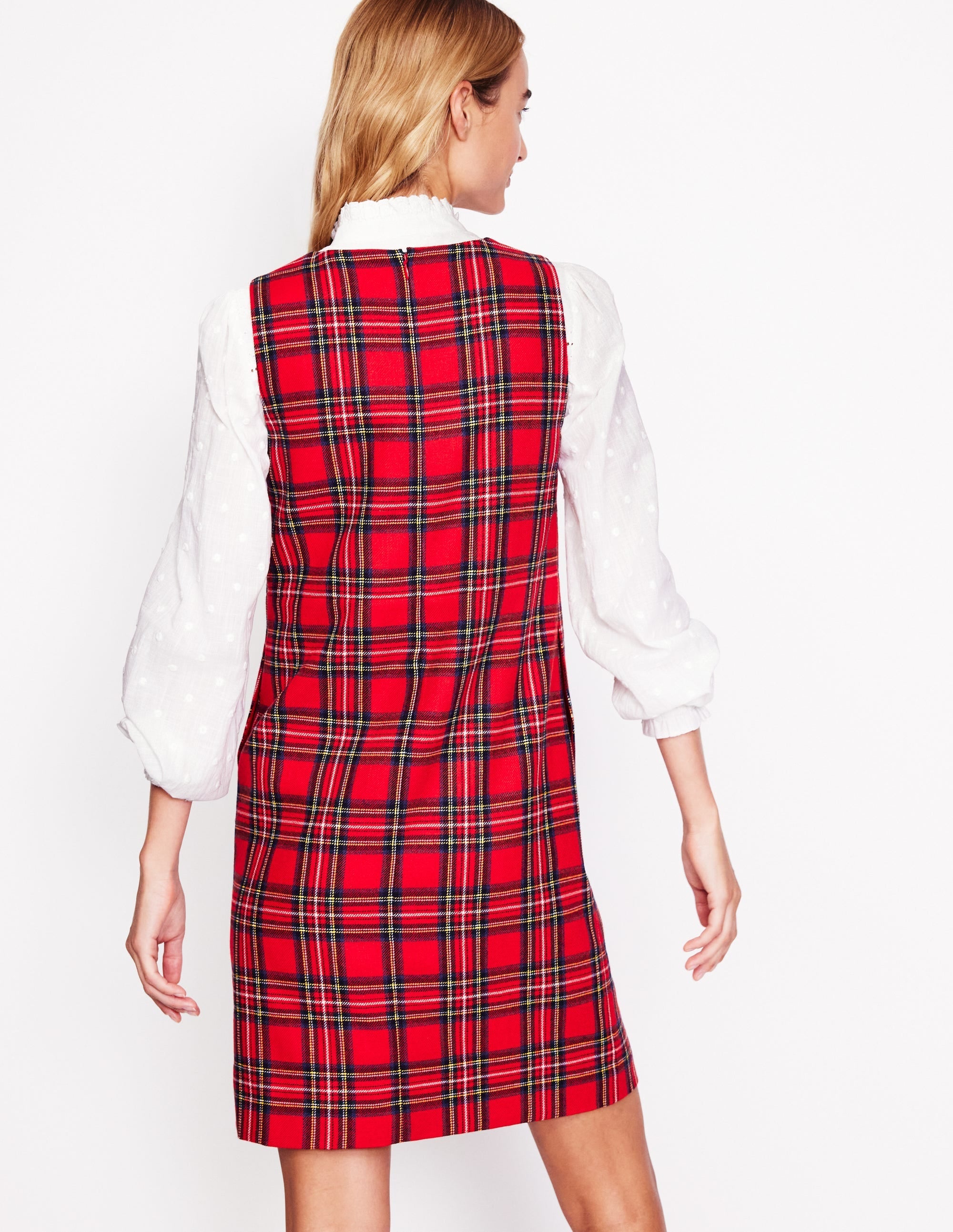 Pia Wool Shift Dress-Red and Blue Check - Image 4