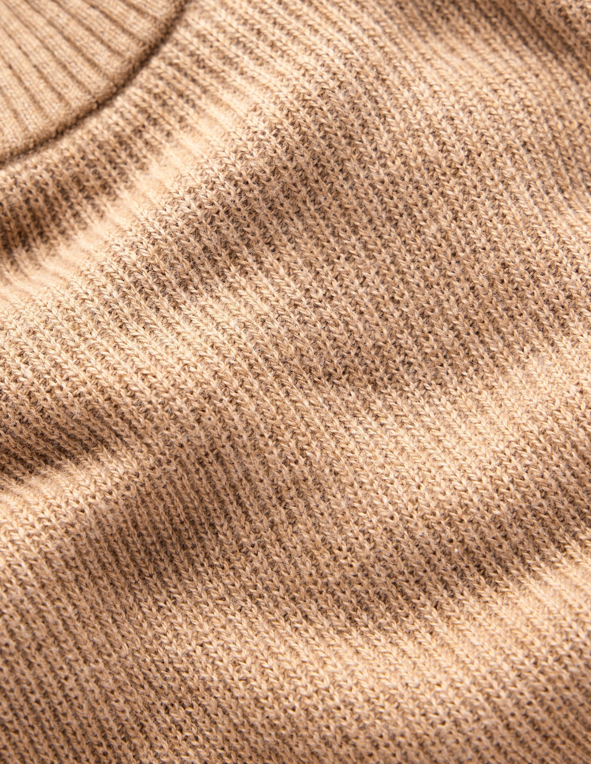 Button Shoulder Knitted Dress-Camel Melange - Image 6