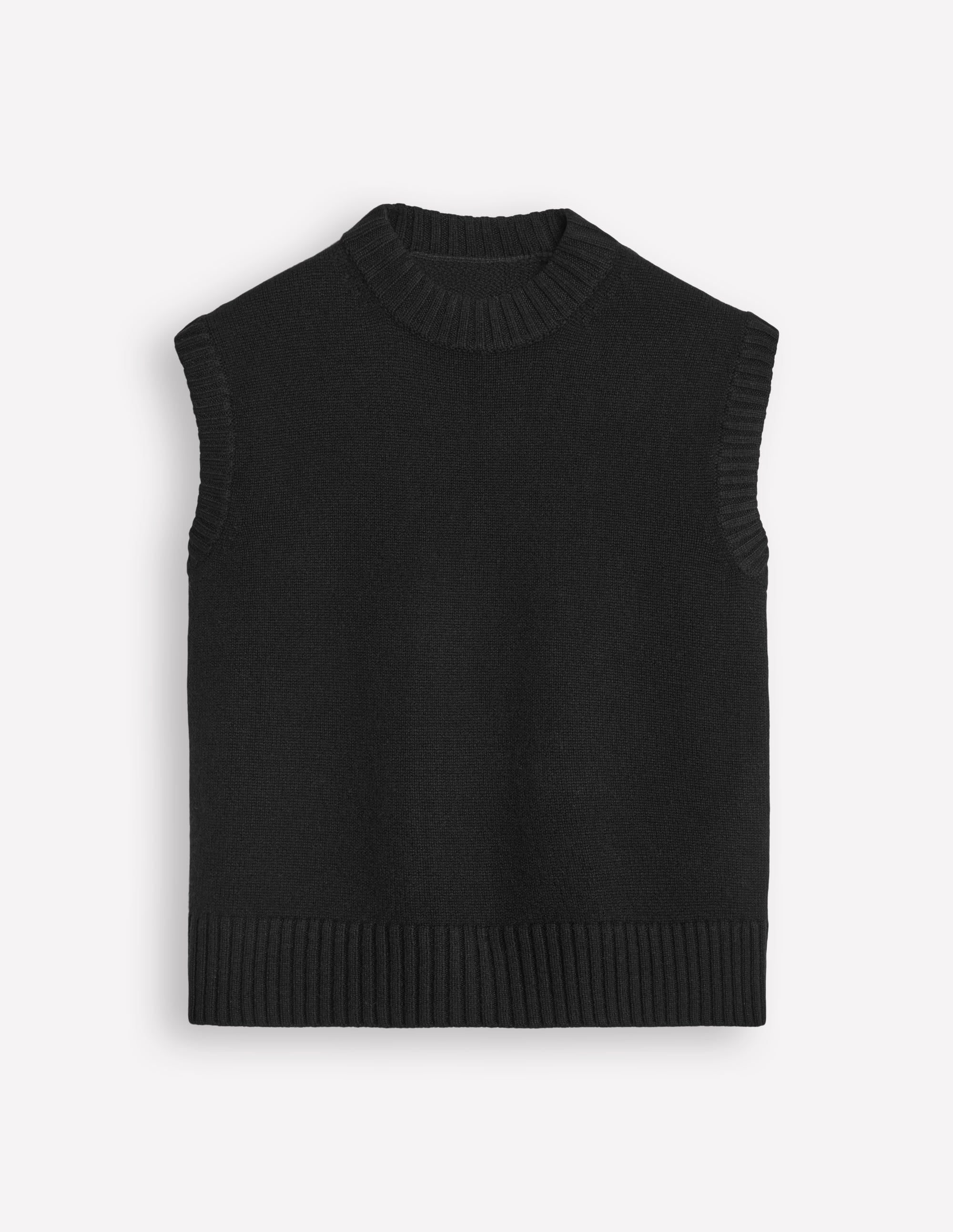Chunky Cashmere Crew Neck Tank-Black - Image 5