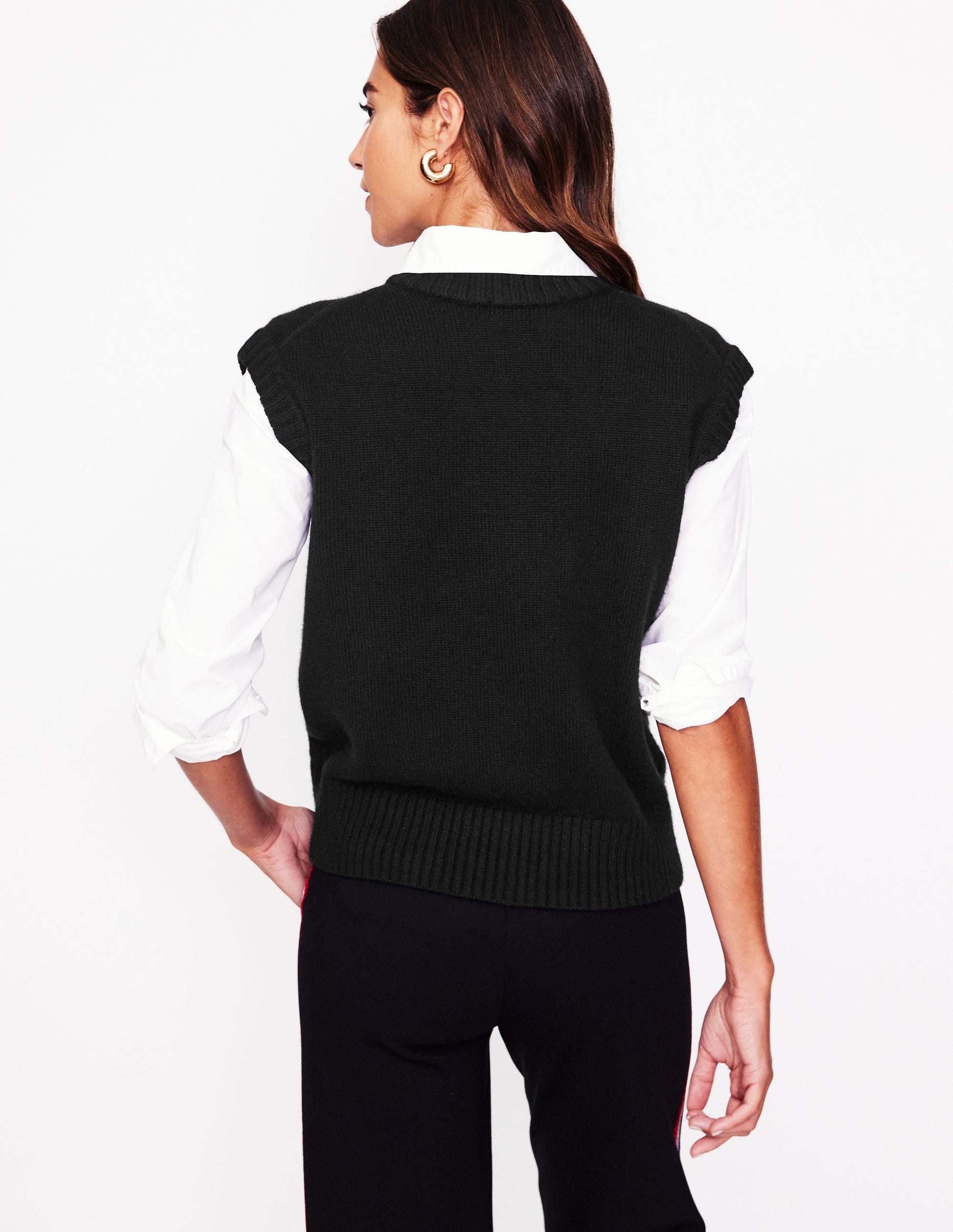 Chunky Cashmere Crew Neck Tank-Black-3