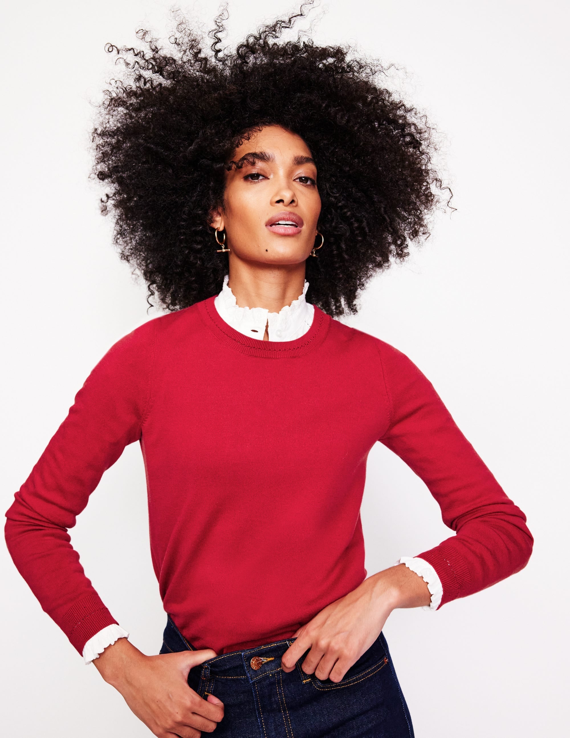 Catriona Cotton Crew Jumper-Red Liquorice - Image 1