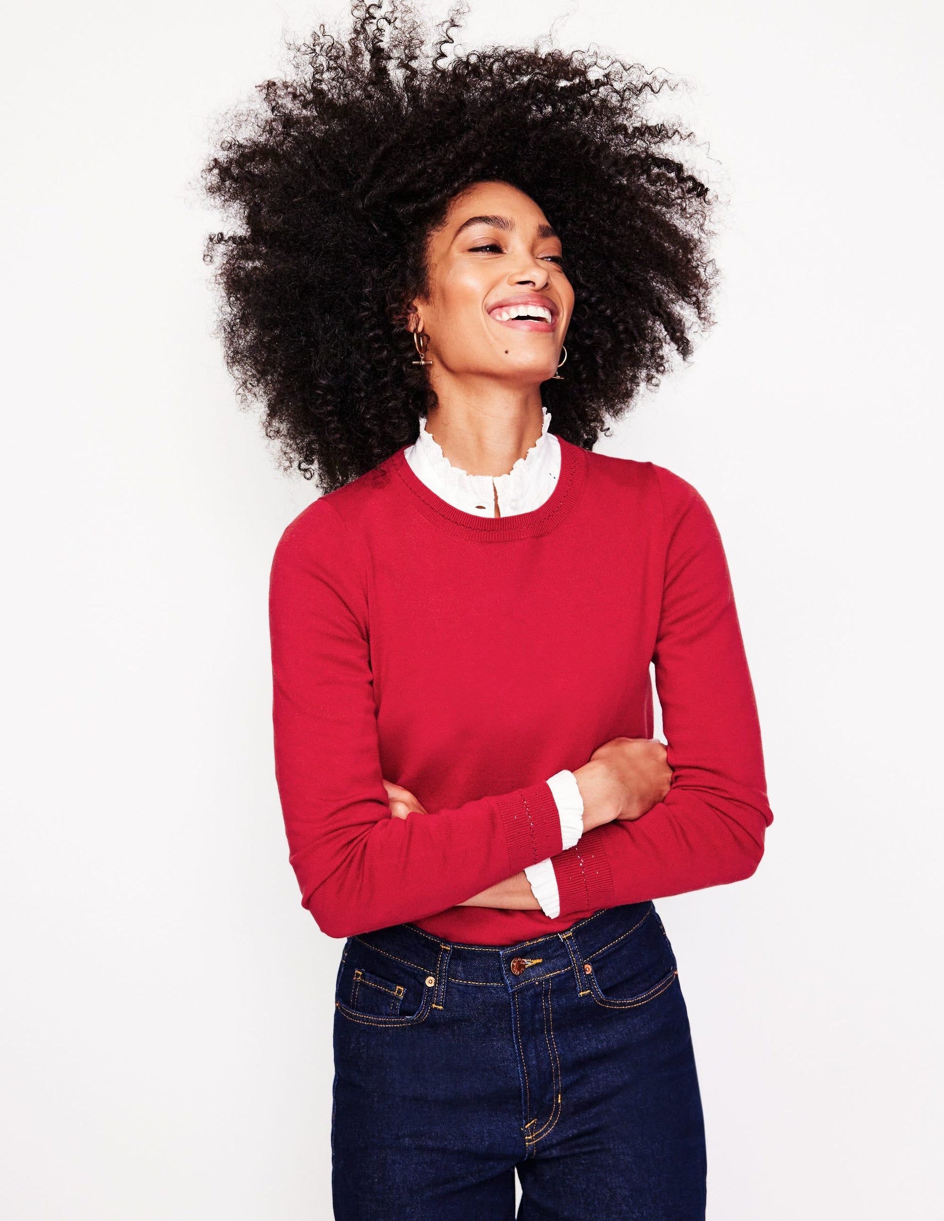 Catriona Cotton Crew Jumper-Red Liquorice-4