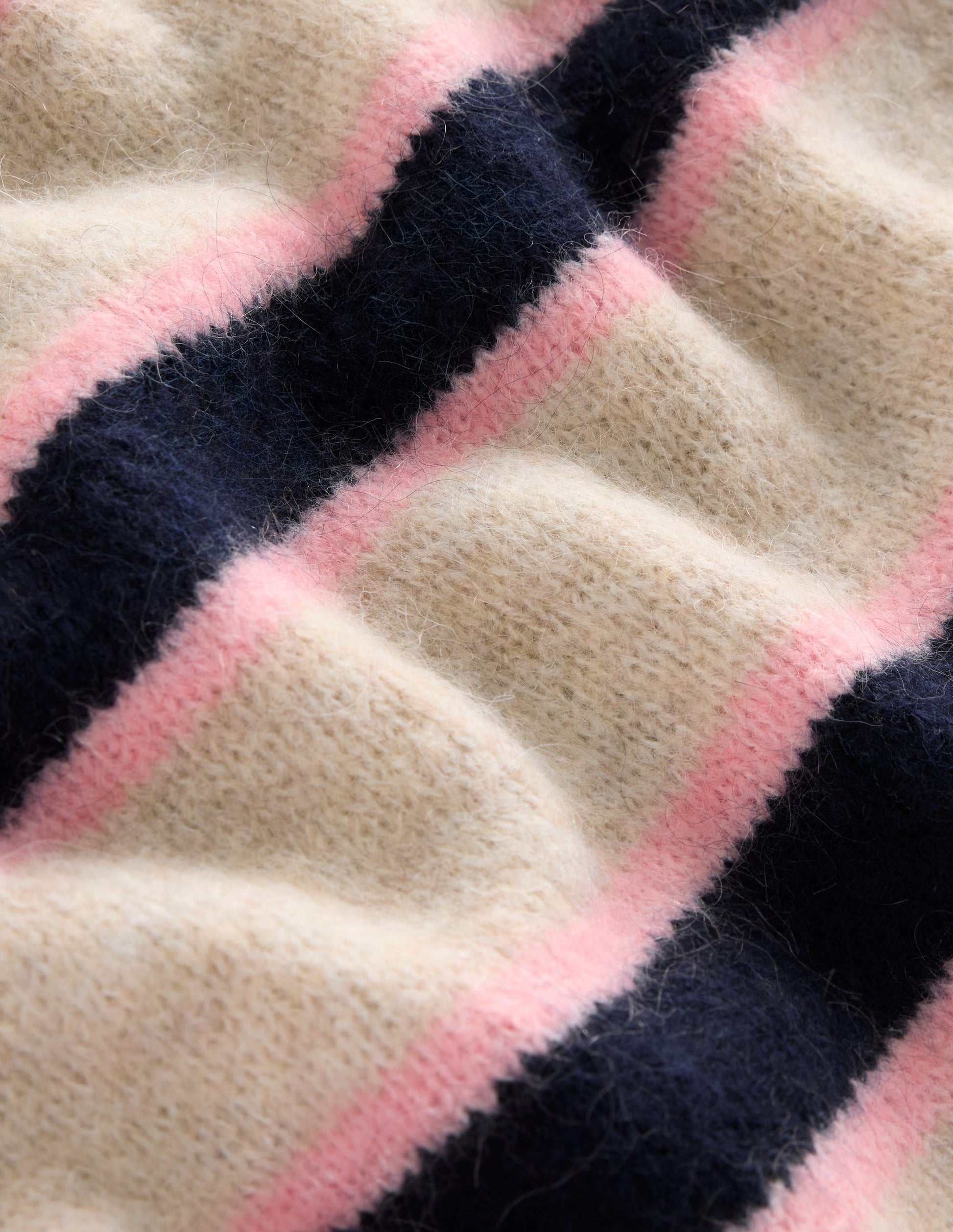 Rosemary Relaxed Fluffy Jumper-Oatmeal Melange, Navy-6