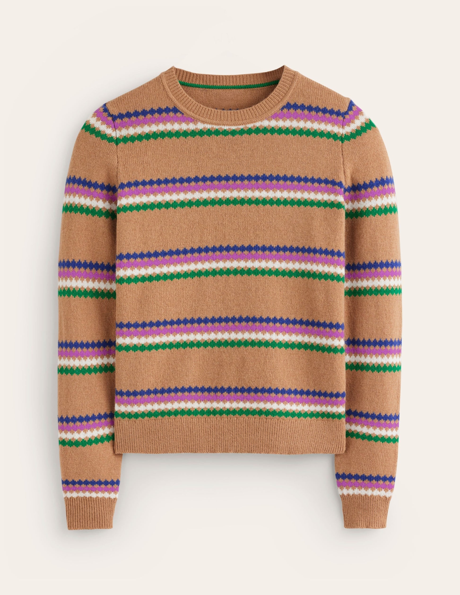 Edie Fair Isle Jumper-Camel Diamond-8