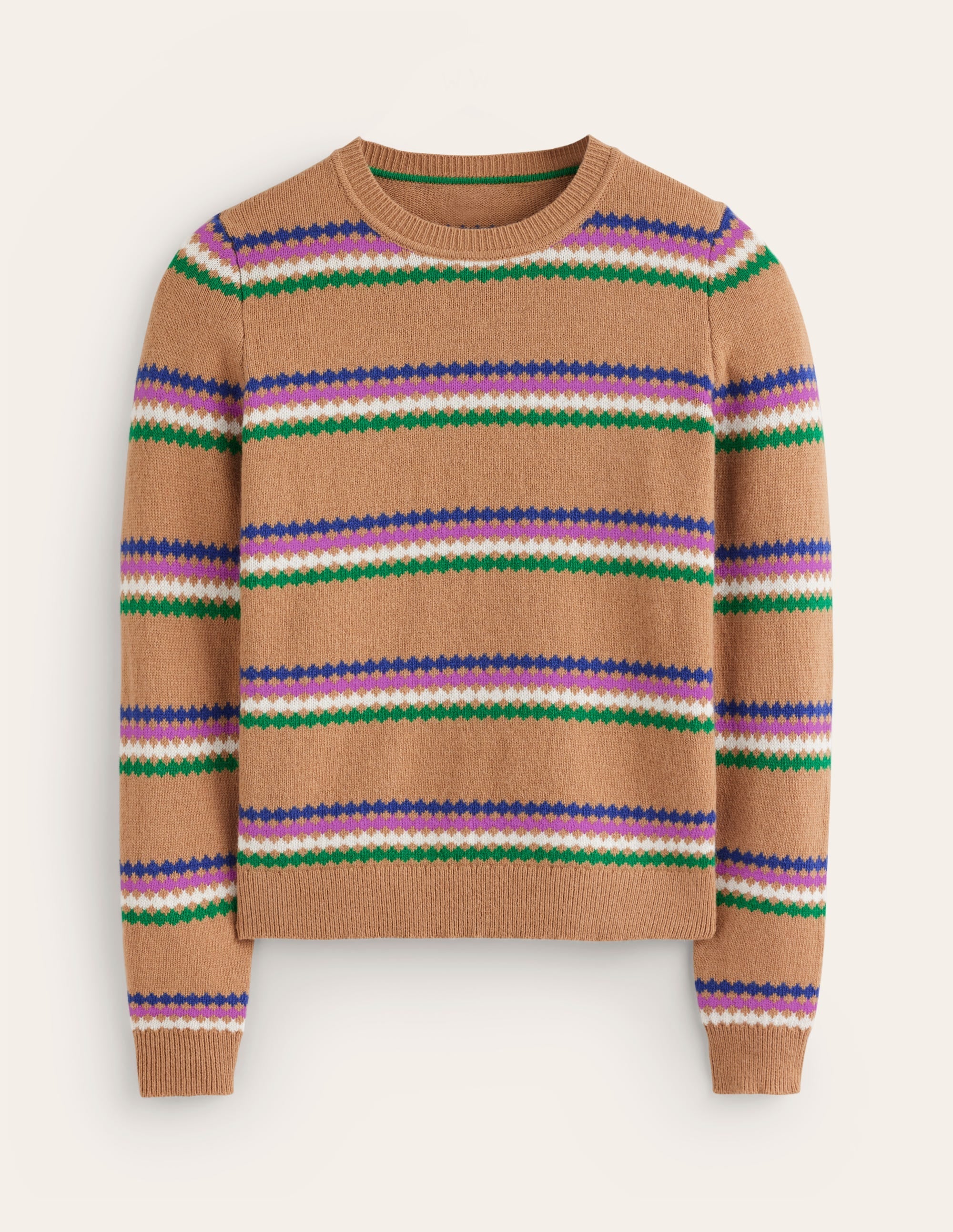 Edie Fair Isle Jumper-Camel Diamond - Image 8