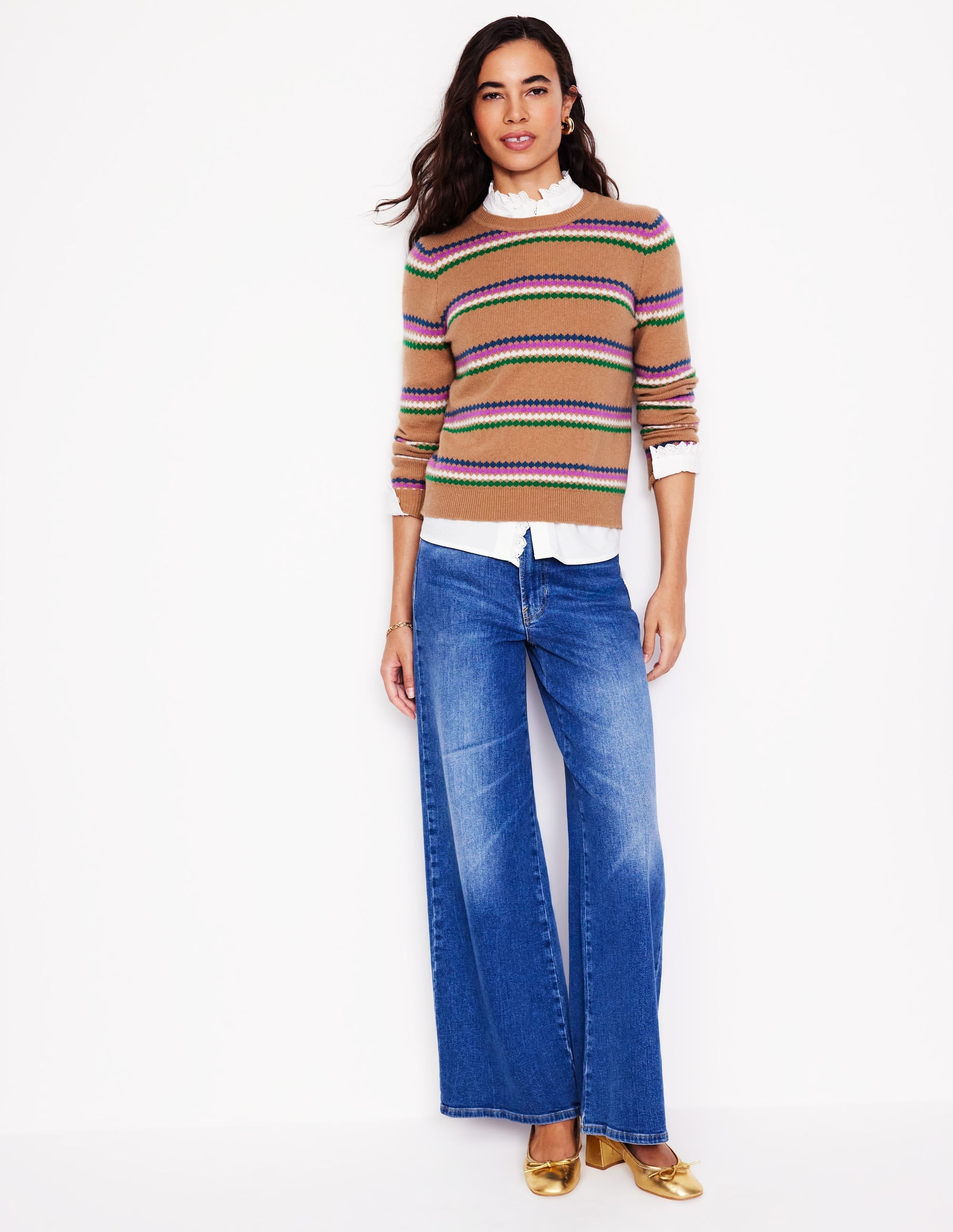 Edie Fair Isle Jumper-Camel Diamond - Image 4
