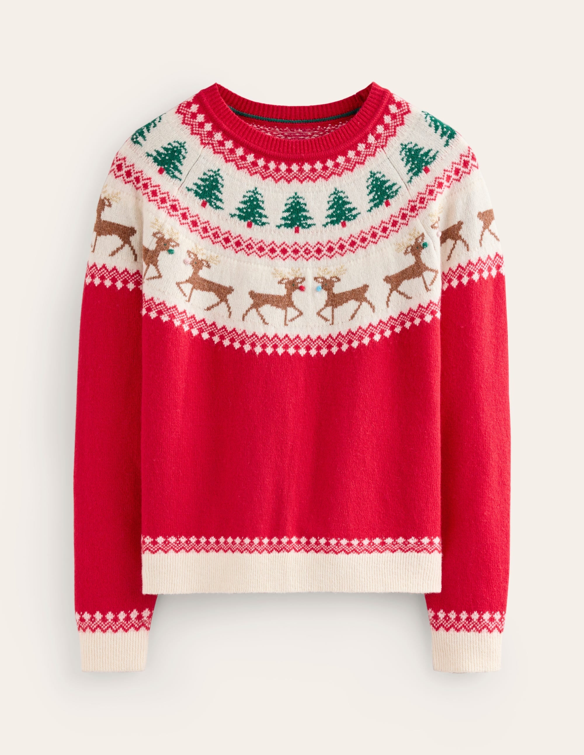 Edie Fair Isle Jumper-Red, Reindeers - Image 7