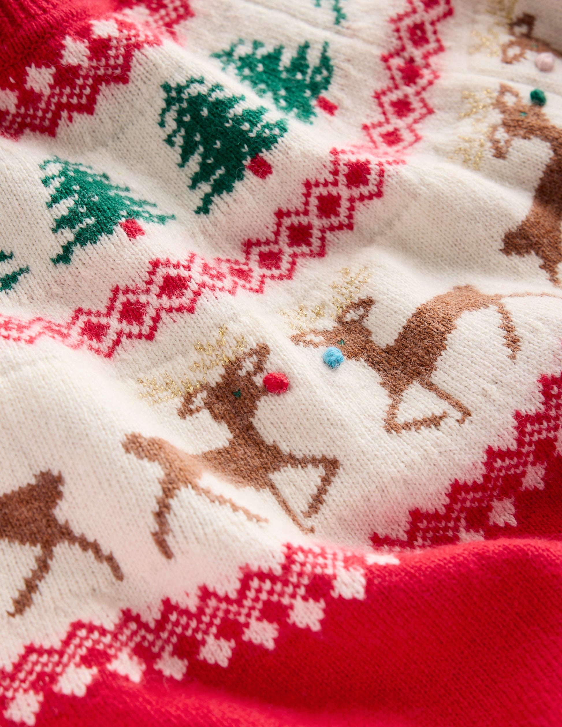 Edie Fair Isle Jumper-Red, Reindeers-8