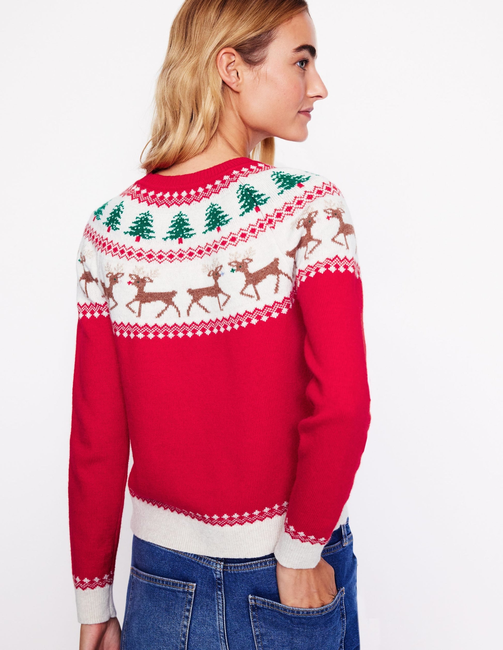 Edie Fair Isle Jumper-Red, Reindeers-3