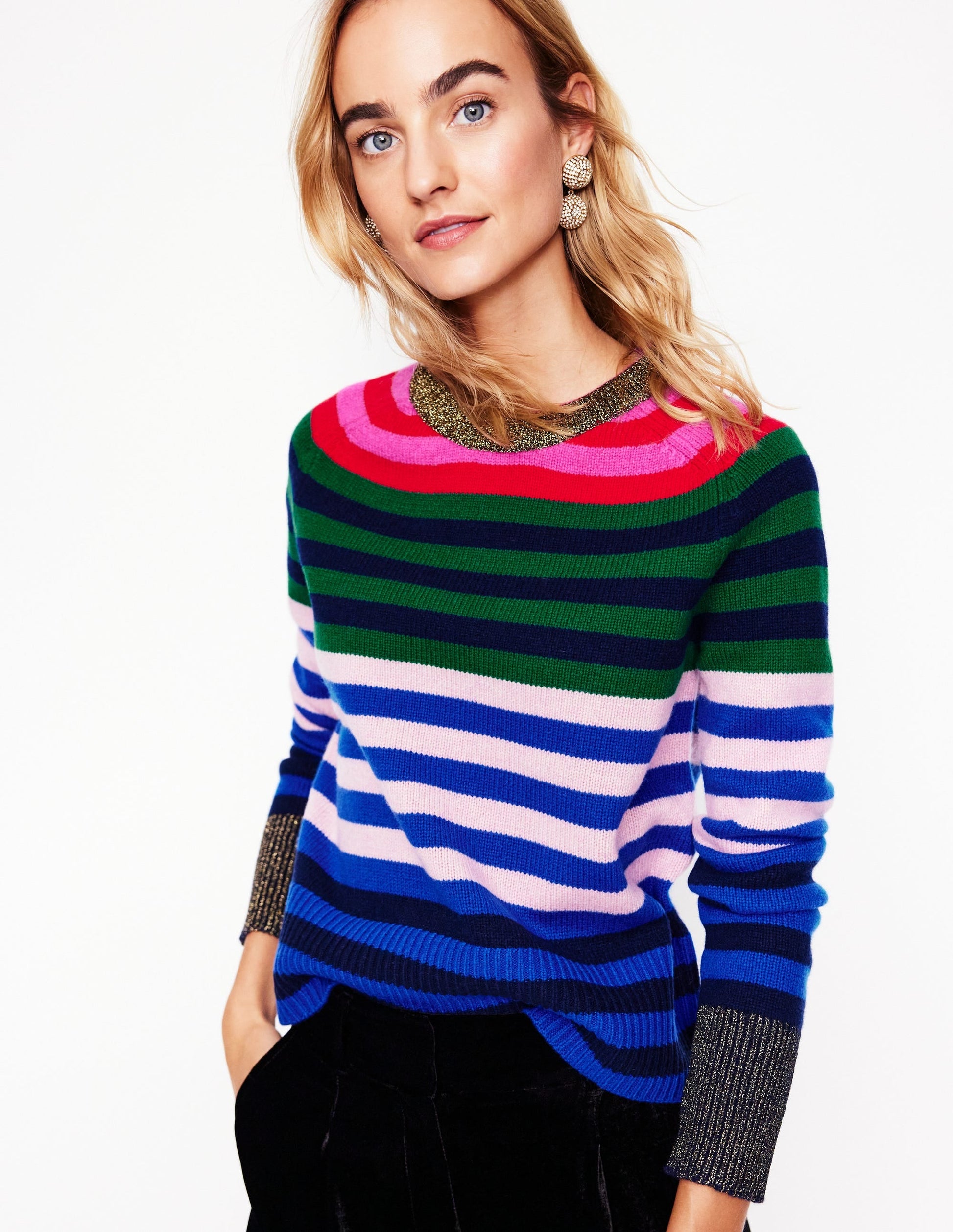 Olivia Merino Jumper-Multi, Rainbow Stripe-1