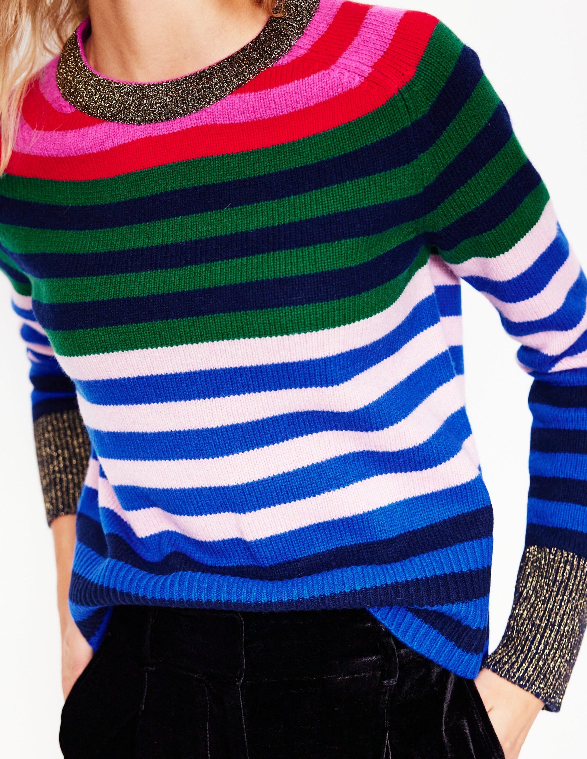 Olivia Merino Jumper-Multi, Rainbow Stripe-2