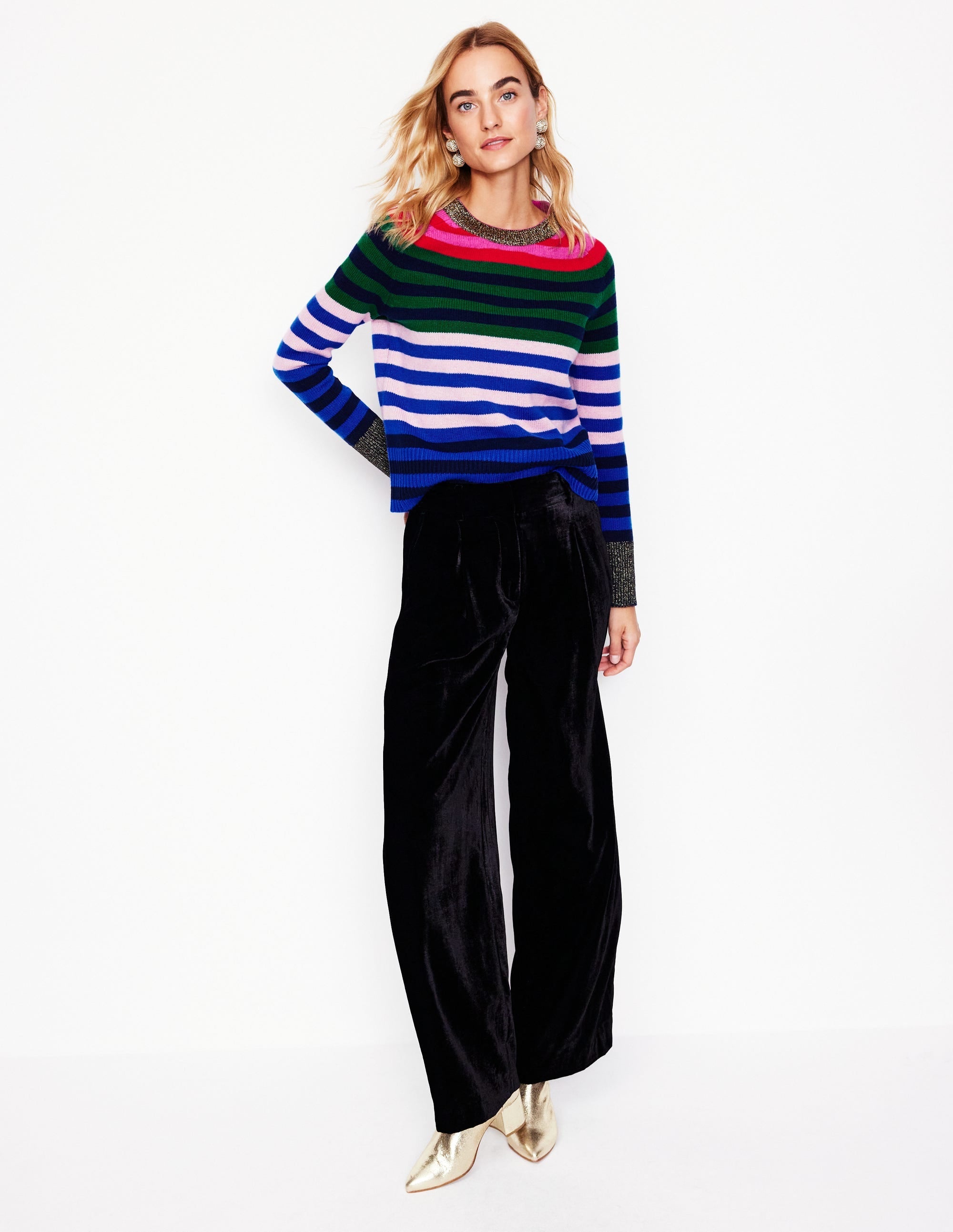 Olivia Merino Jumper-Multi, Rainbow Stripe - Image 4