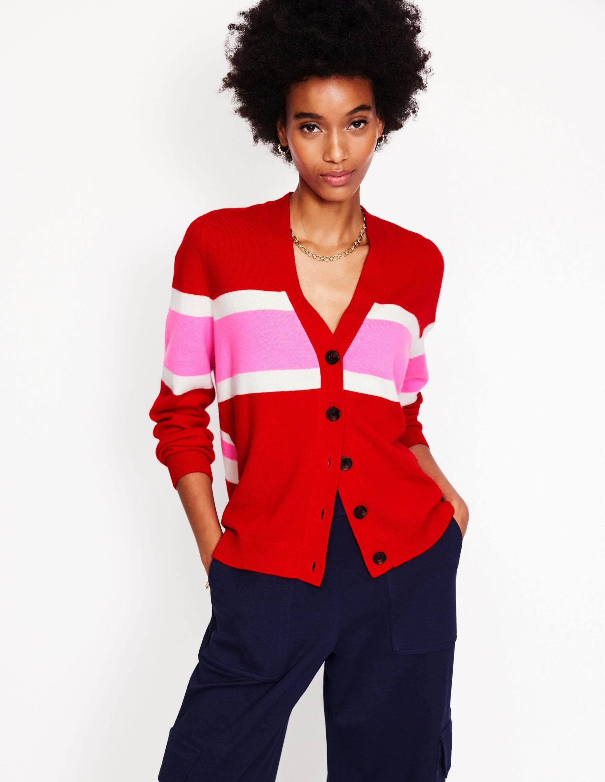 Marianne Cashmere Cardigan-Cherry Blossom Pink Union Jack-2