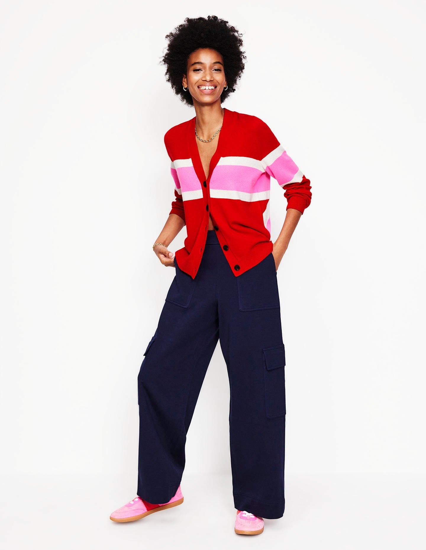 Marianne Cashmere Cardigan-Cherry Blossom Pink Union Jack - Image 4
