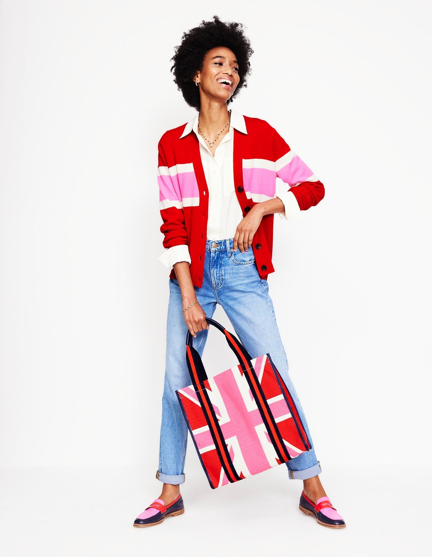 Marianne Cashmere Cardigan-Cherry Blossom Pink Union Jack - Image 6