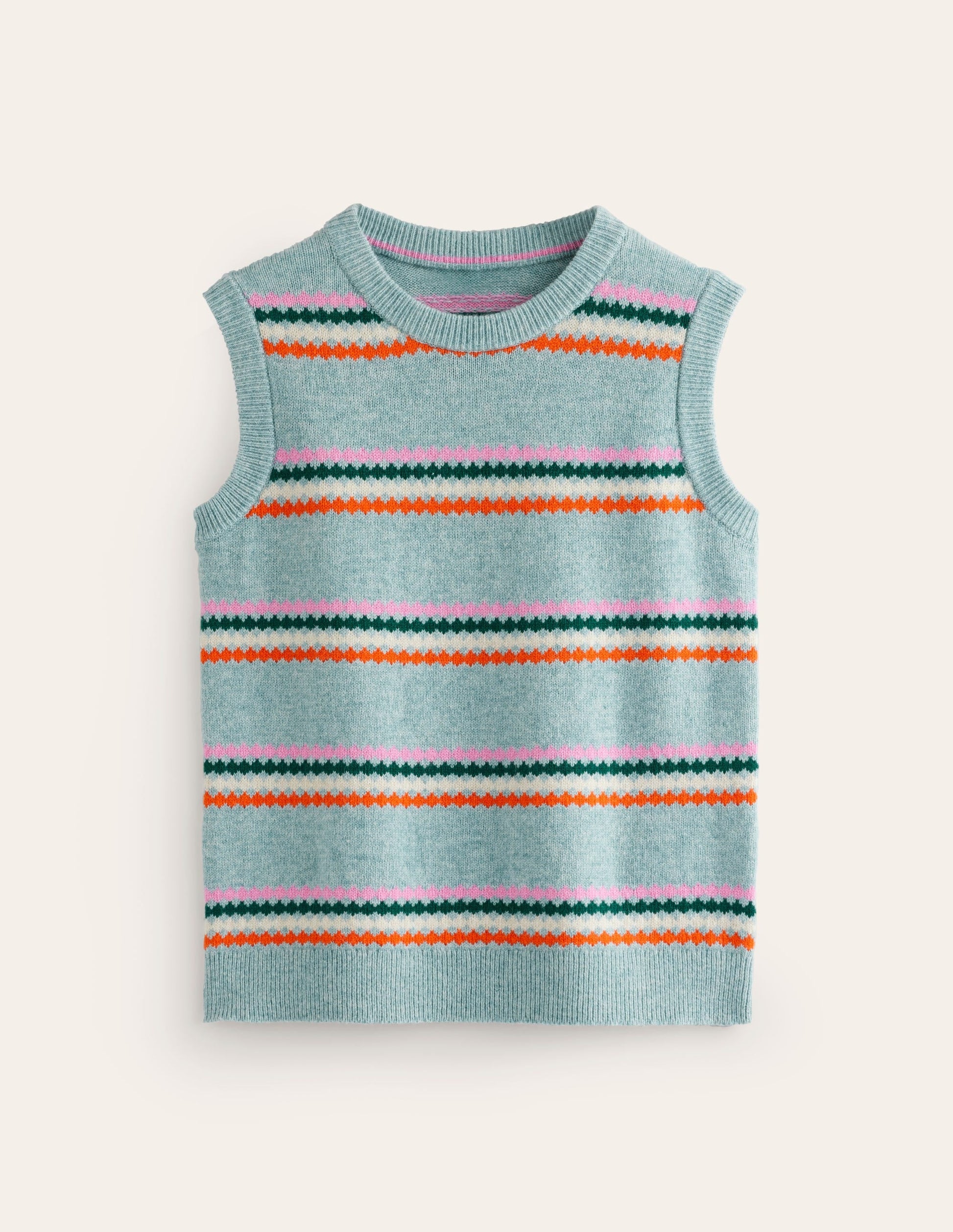Edie Fair Isle Tank-Blue Diamond-8