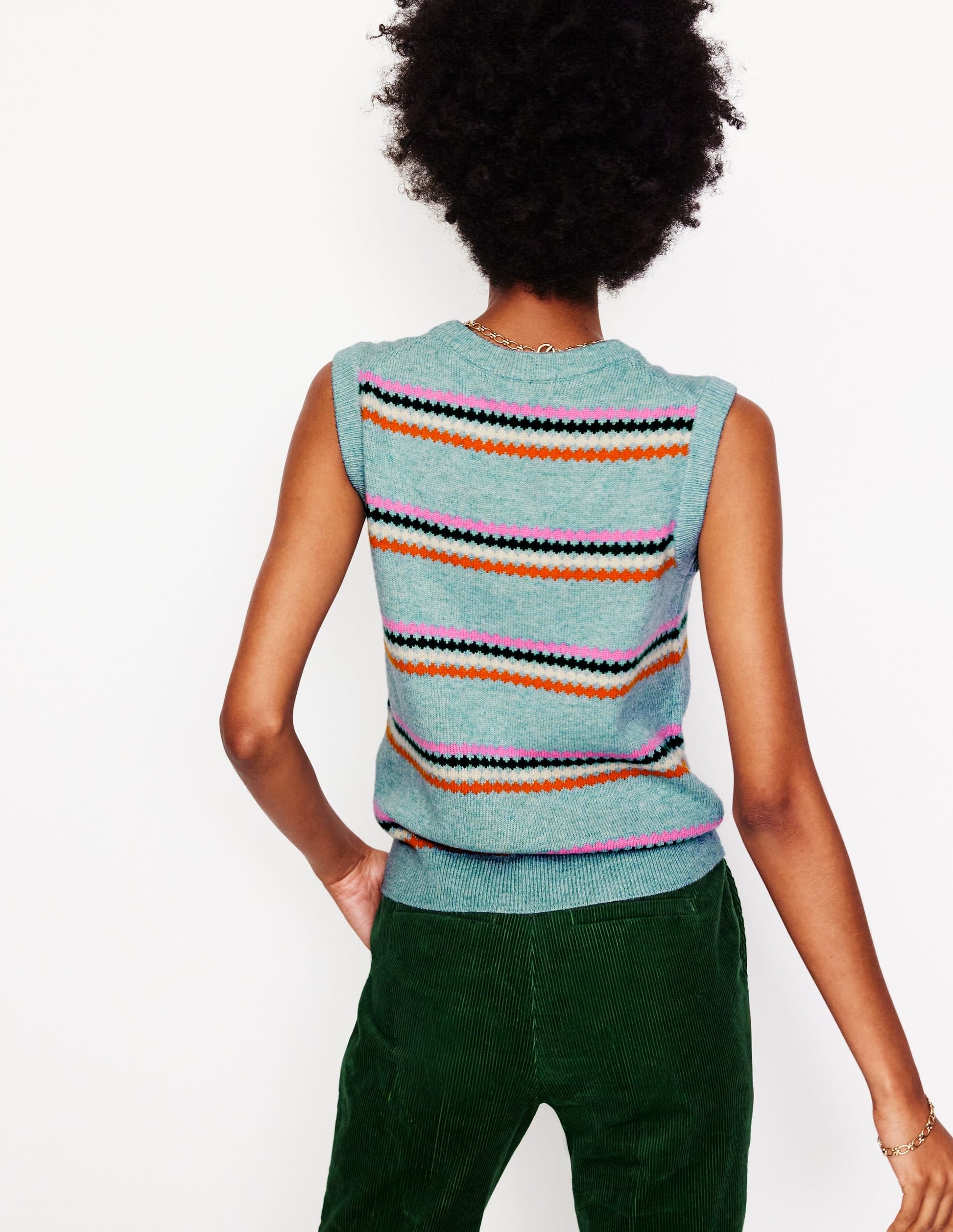 Edie Fair Isle Tank-Blue Diamond-3
