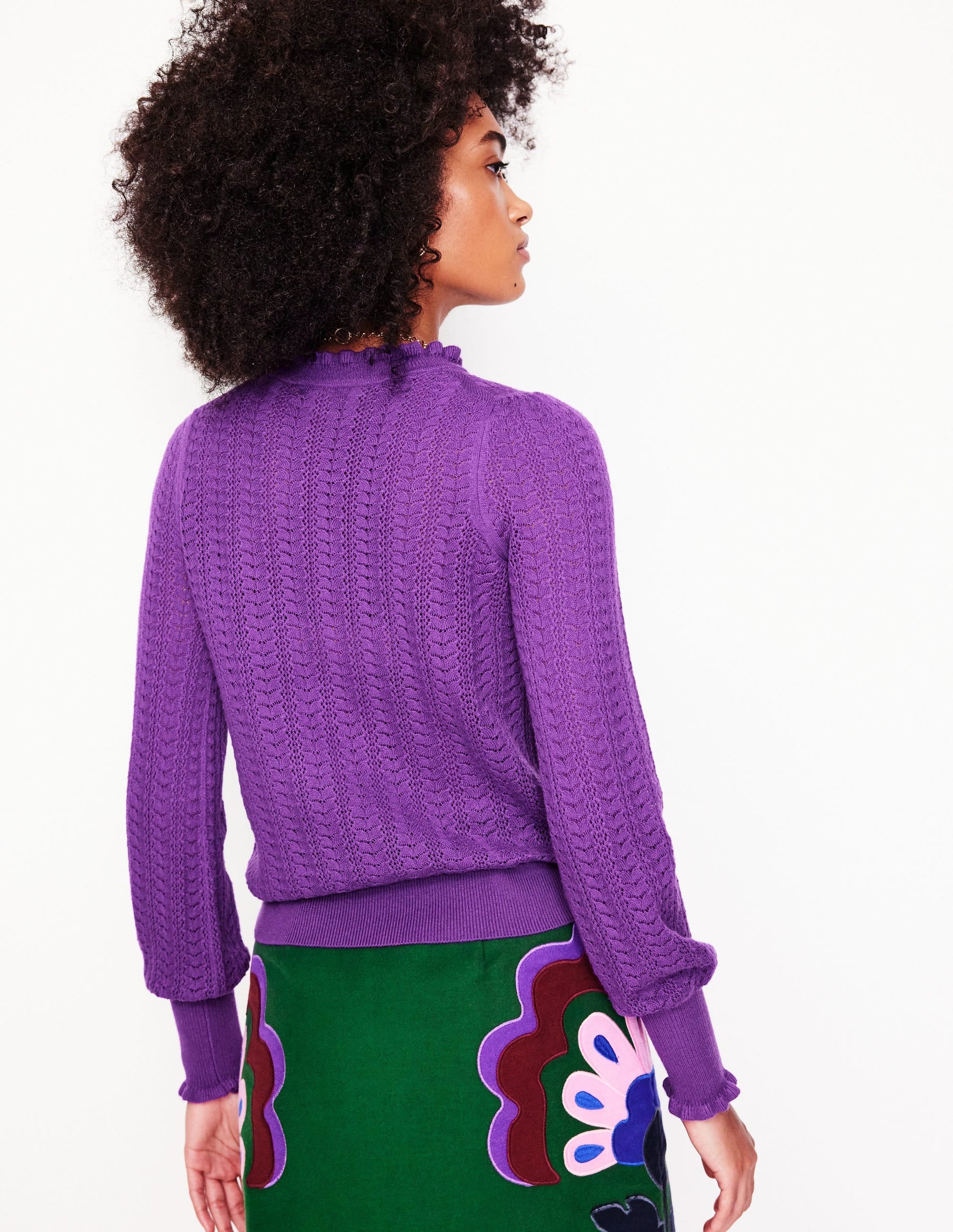 Tia Pointelle Frilled Jumper-Ameythyst Purple-3