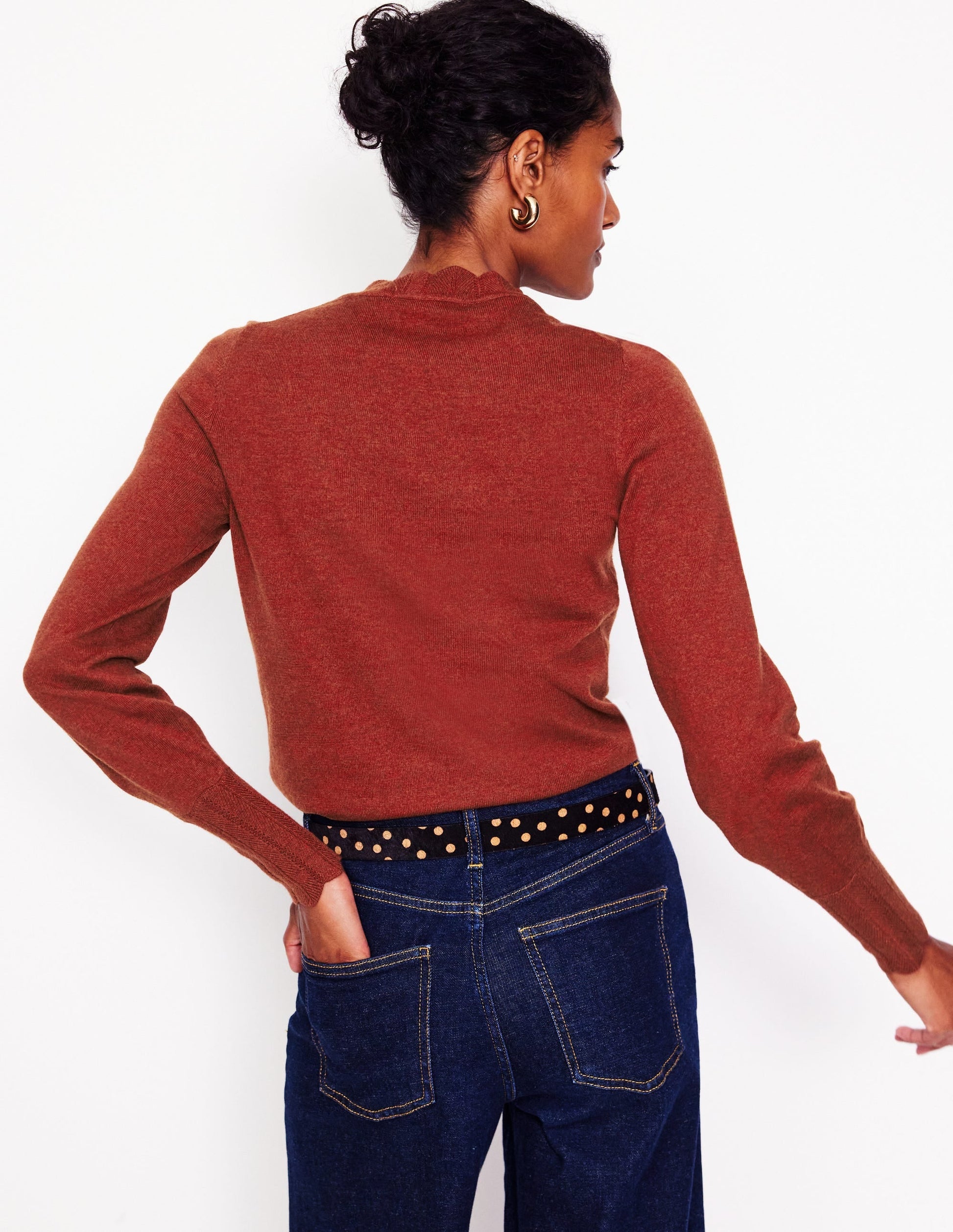 Imi Scallop Trim Jumper-Burnt Orange-3