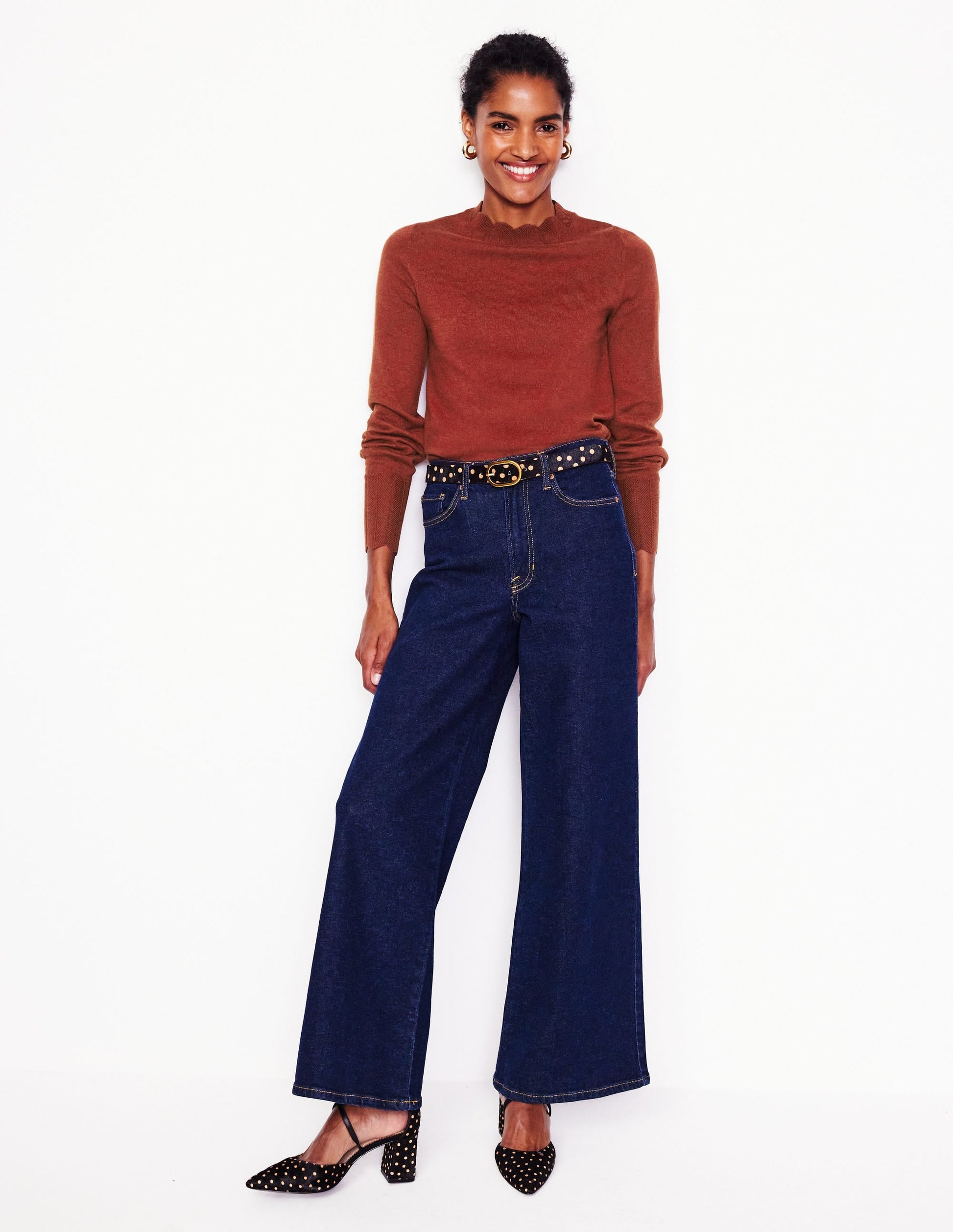Imi Scallop Trim Jumper-Burnt Orange-4