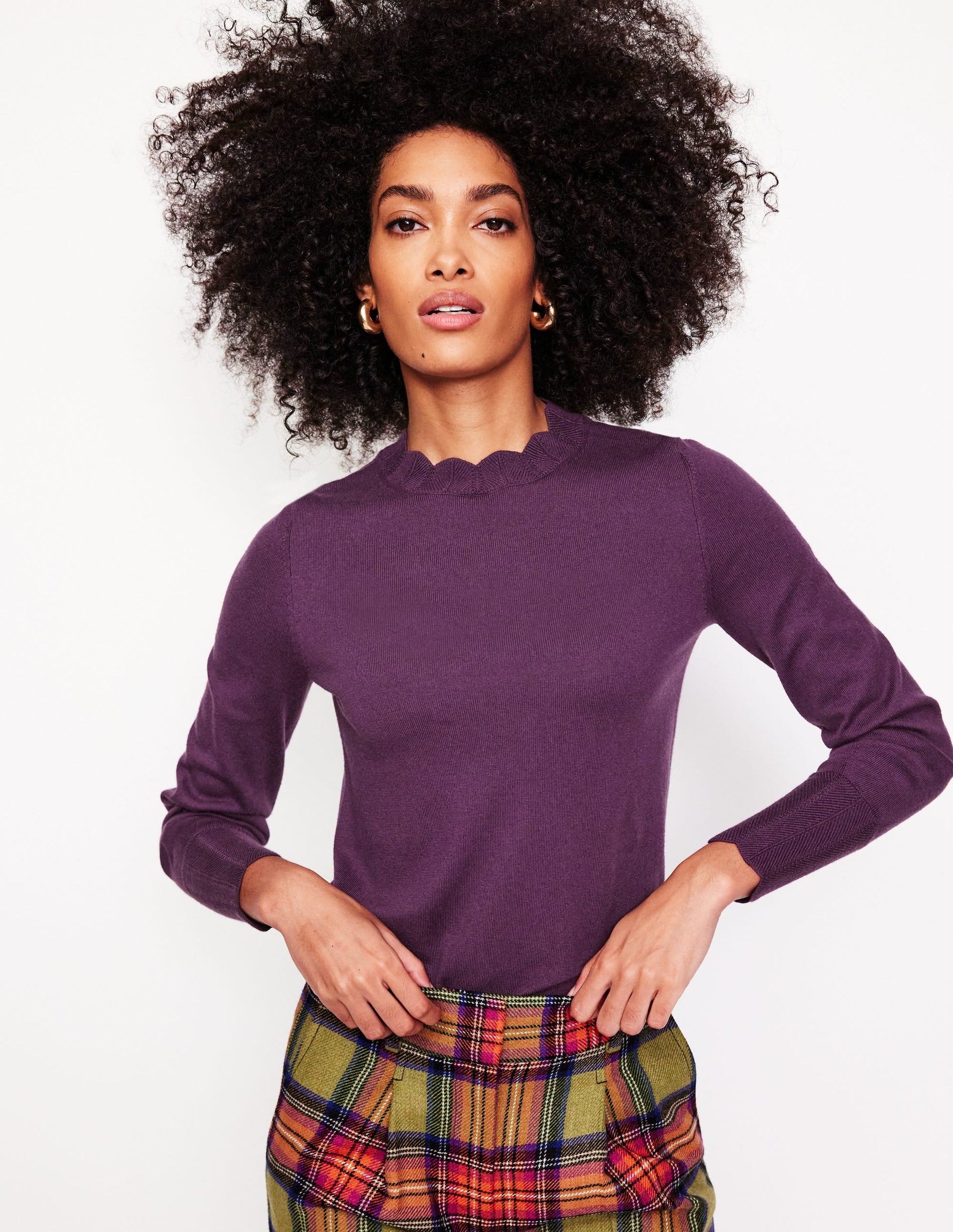 Imi Scallop Trim Jumper-Damson Purple-1