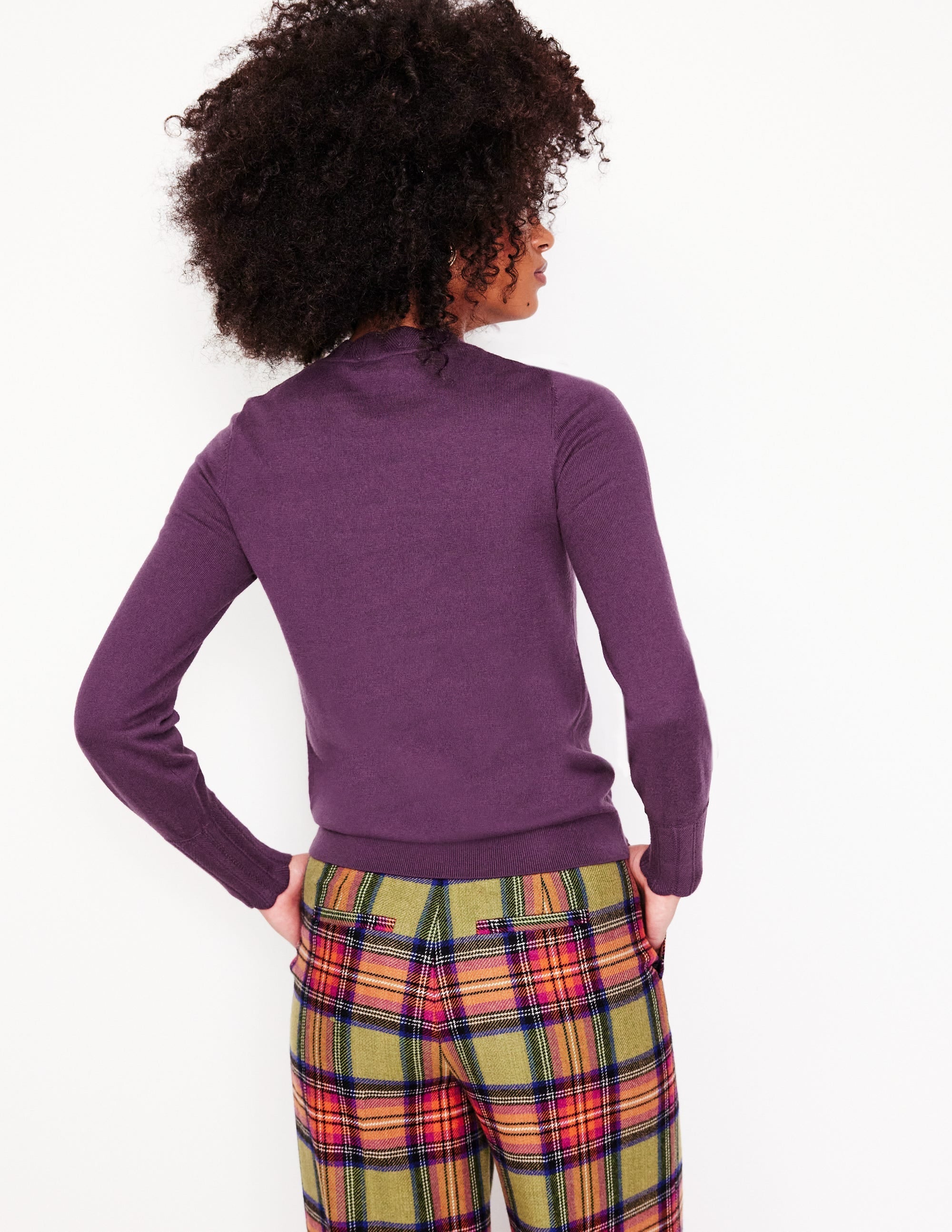 Imi Scallop Trim Jumper-Damson Purple - Image 3