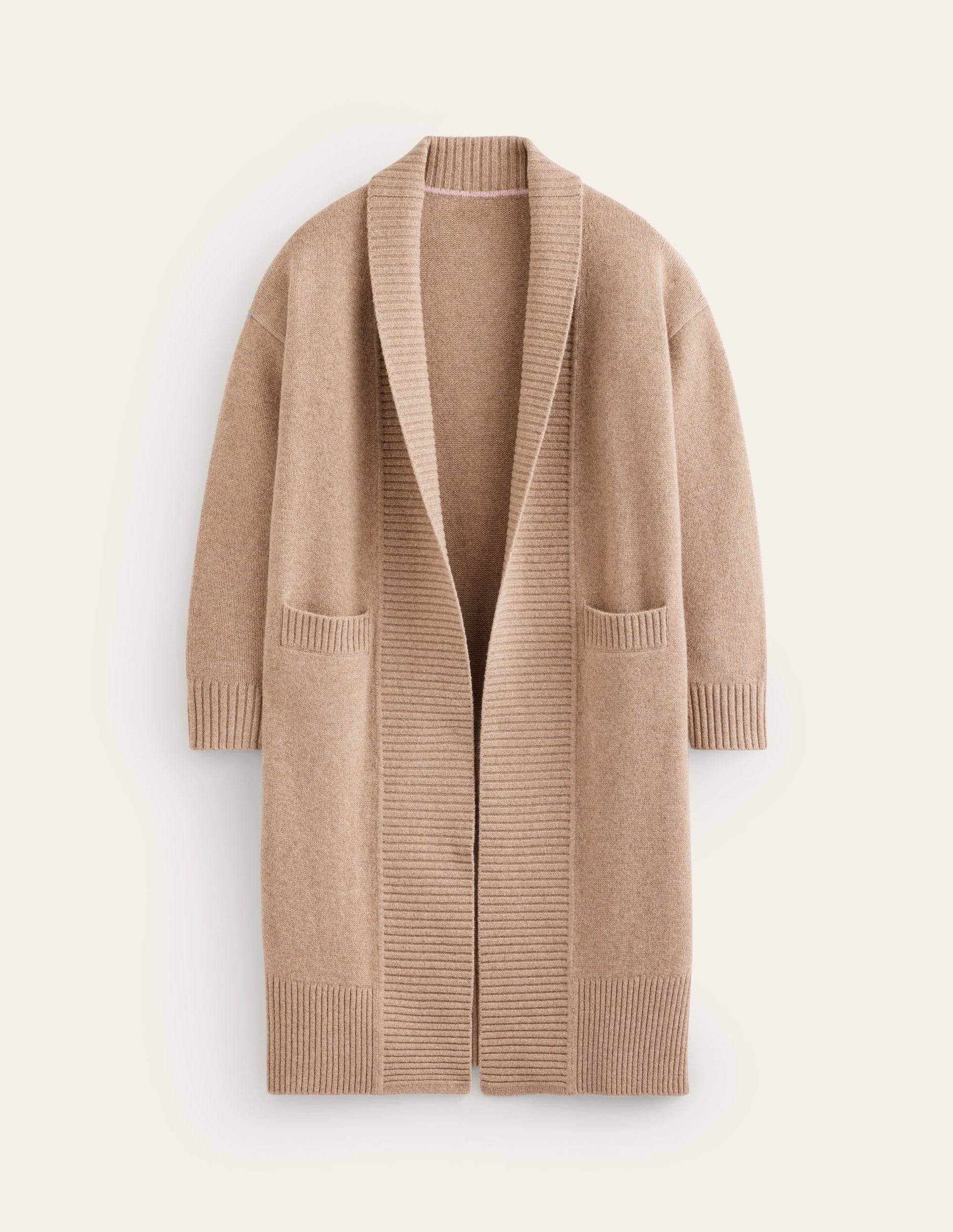 Longline Merino Cardigan-Oatmeal Melange-5
