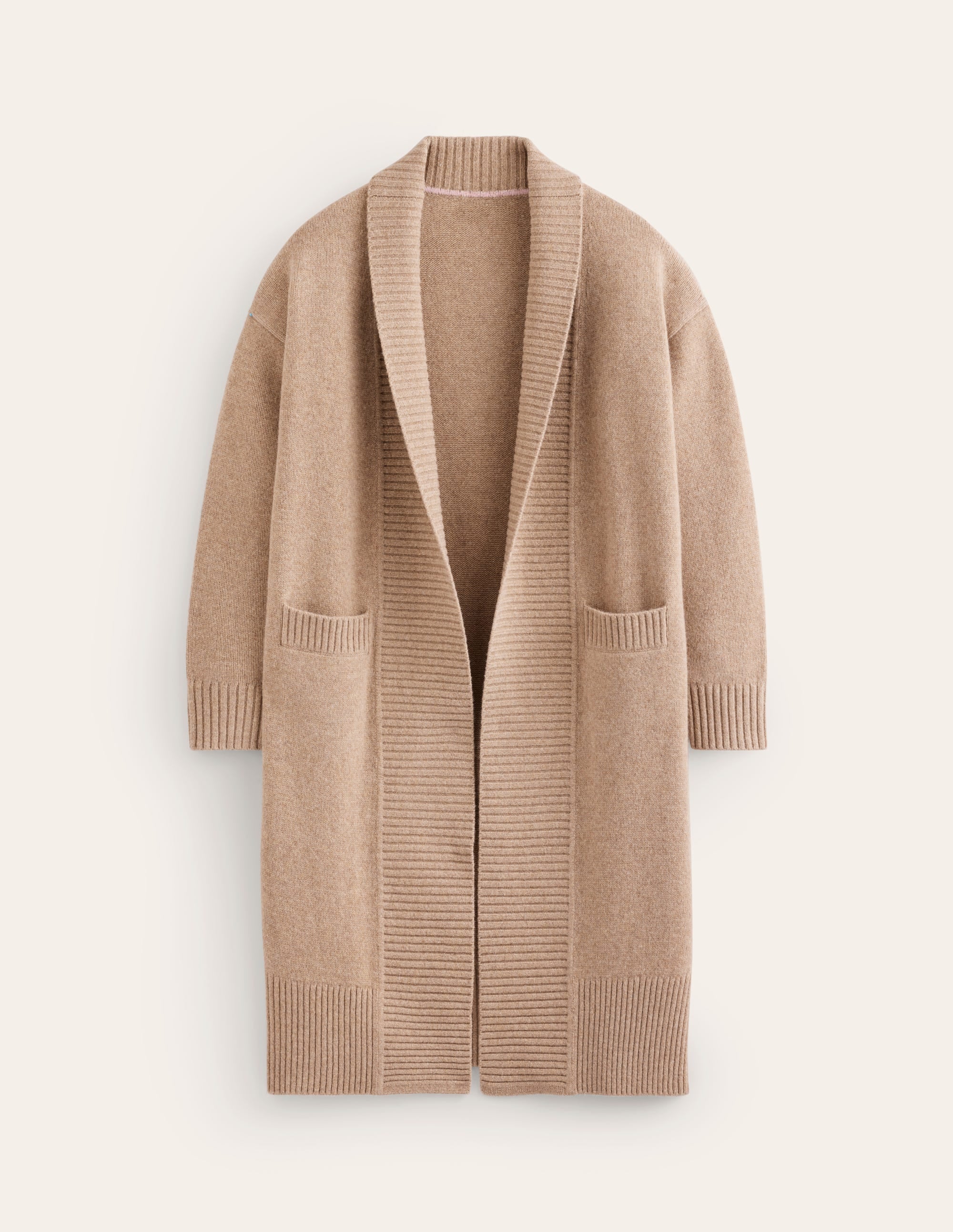 Longline Merino Cardigan-Oatmeal Melange - Image 5