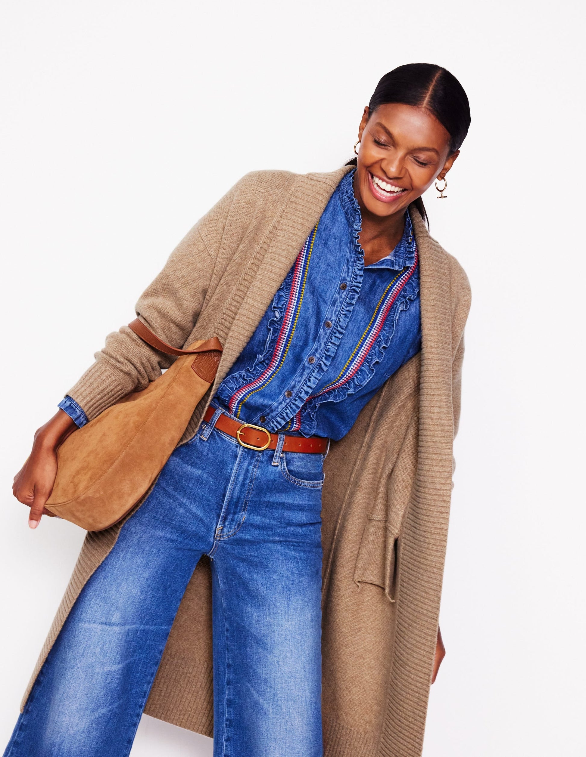 Longline Merino Cardigan-Oatmeal Melange-1