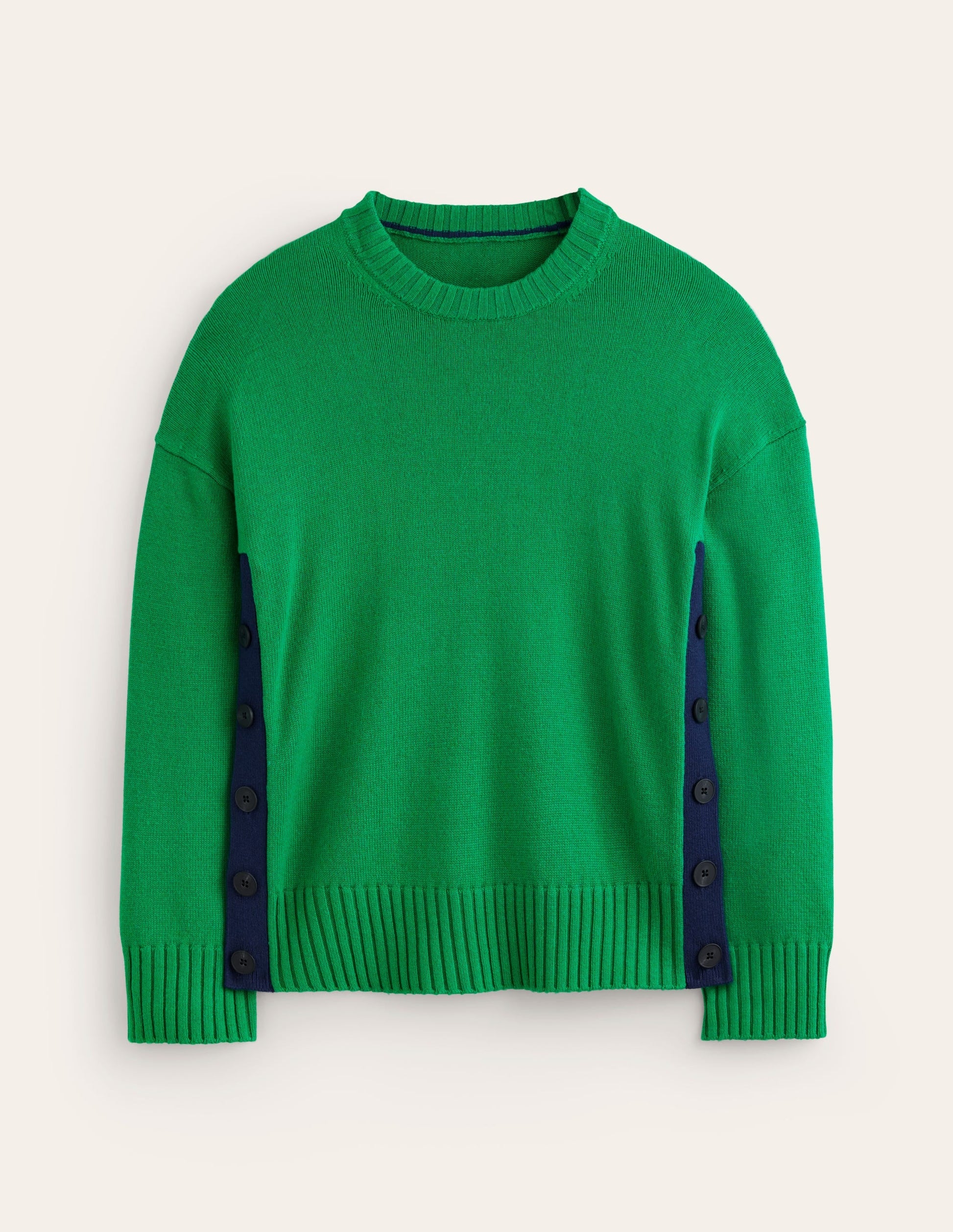 Zia Button Side Jumper-Rich Emerald Green-5