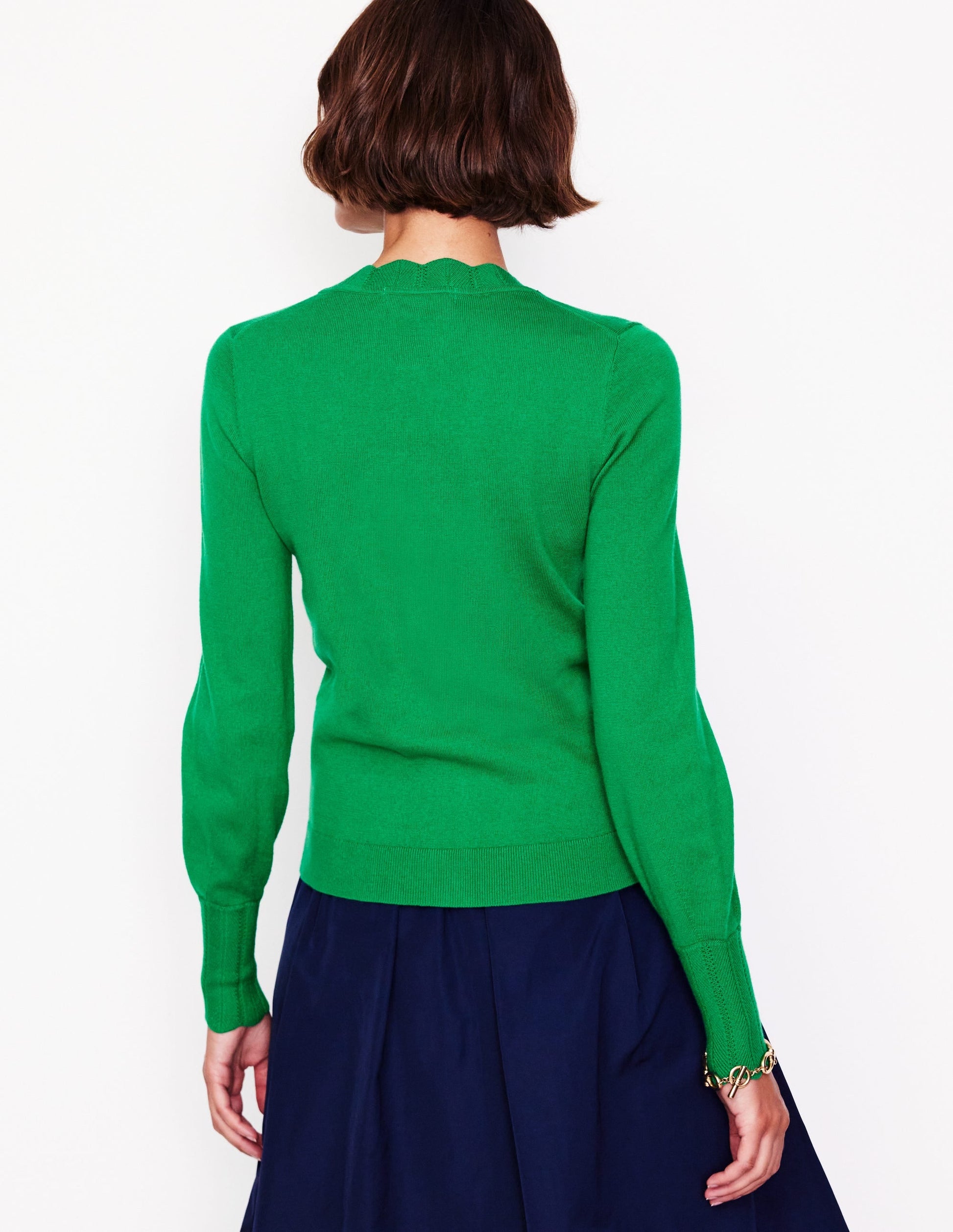 Imi Scalloped Cardigan-Rich Emerald Green-3
