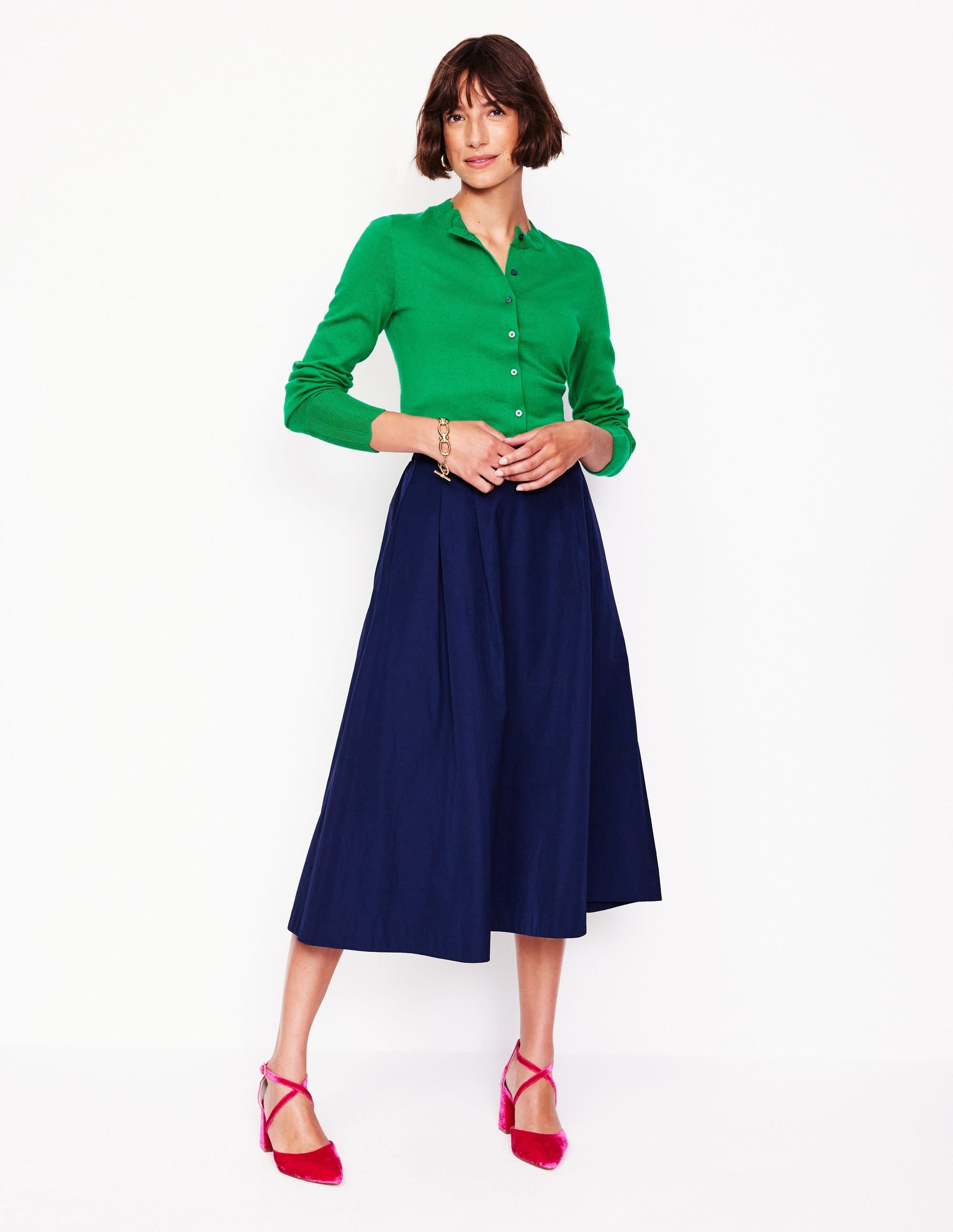 Imi Scalloped Cardigan-Rich Emerald Green-4