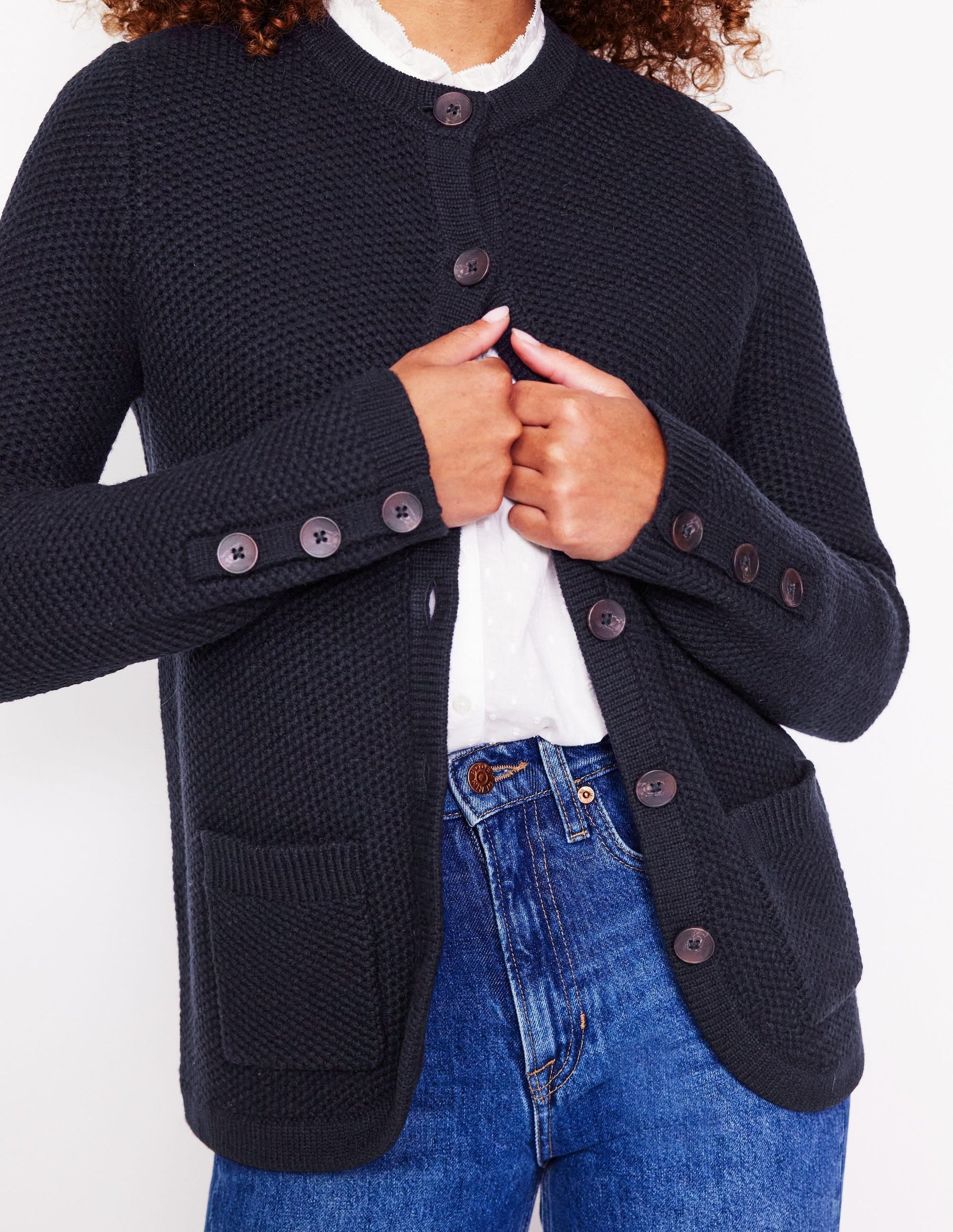 Textured Stitch Cardigan-Navy-2