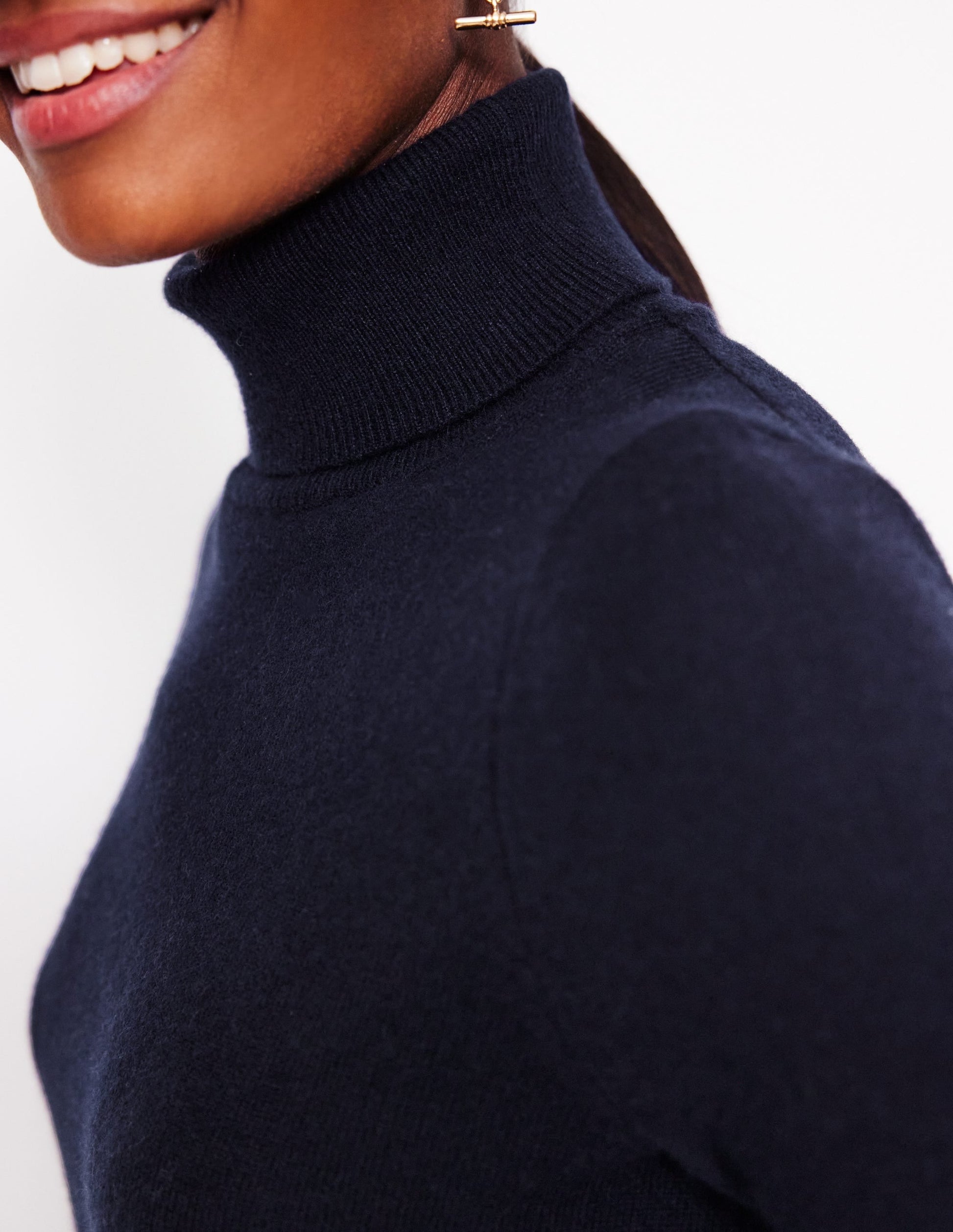 Eva Cashmere Roll Neck Jumper-Navy-2