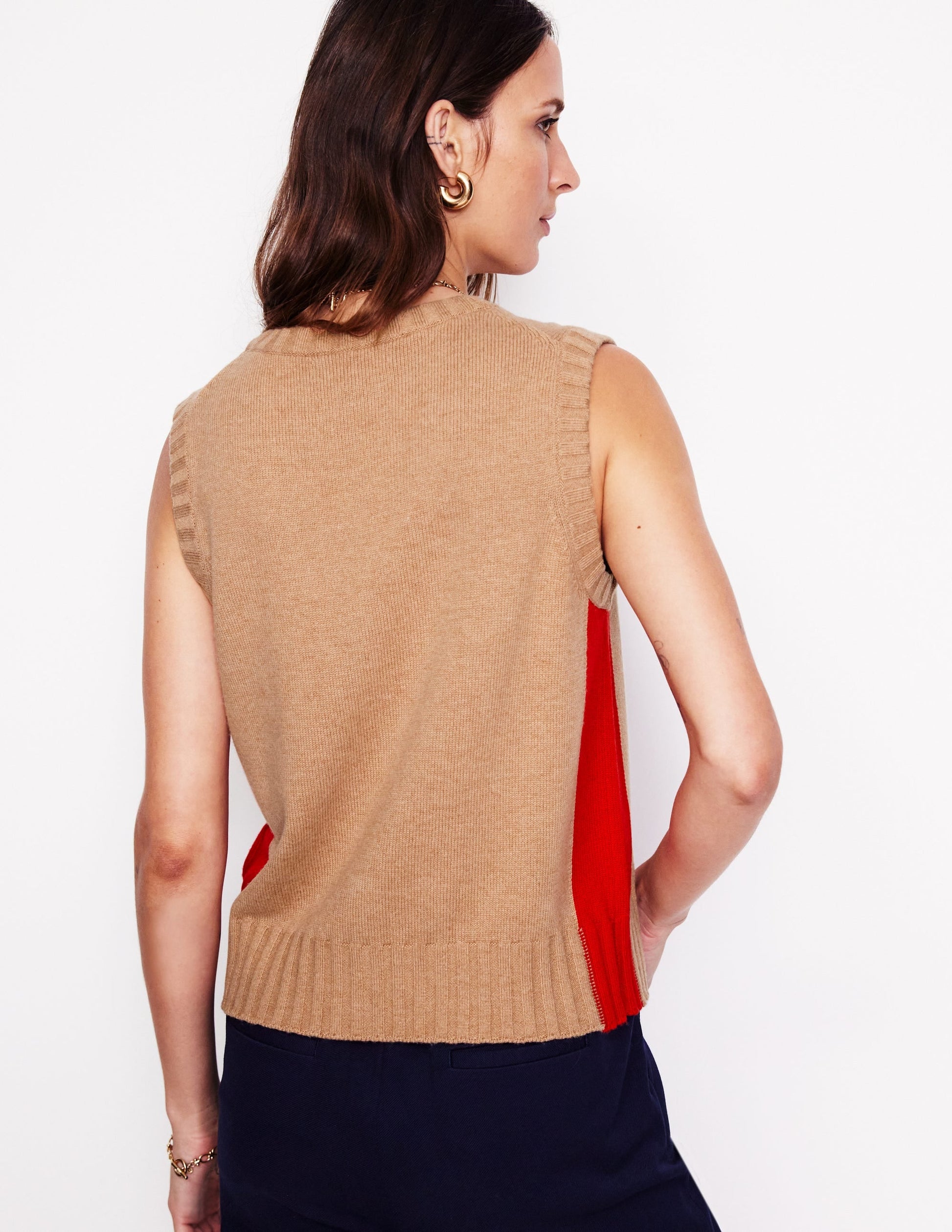 Zia Knitted Waistcoat-Camel Melange-3