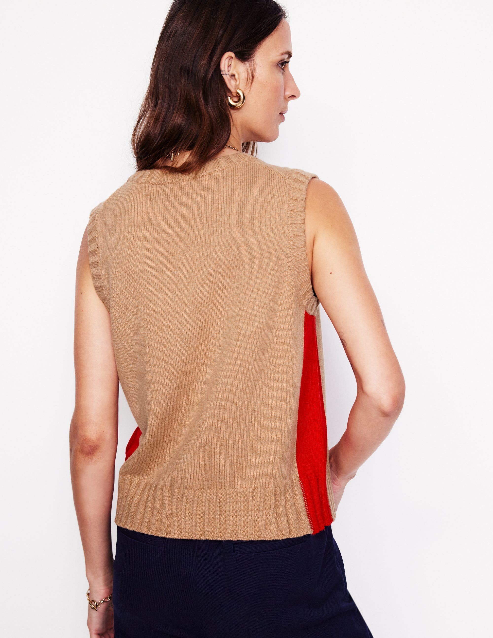 Zia Knitted Waistcoat-Camel Melange - Image 3