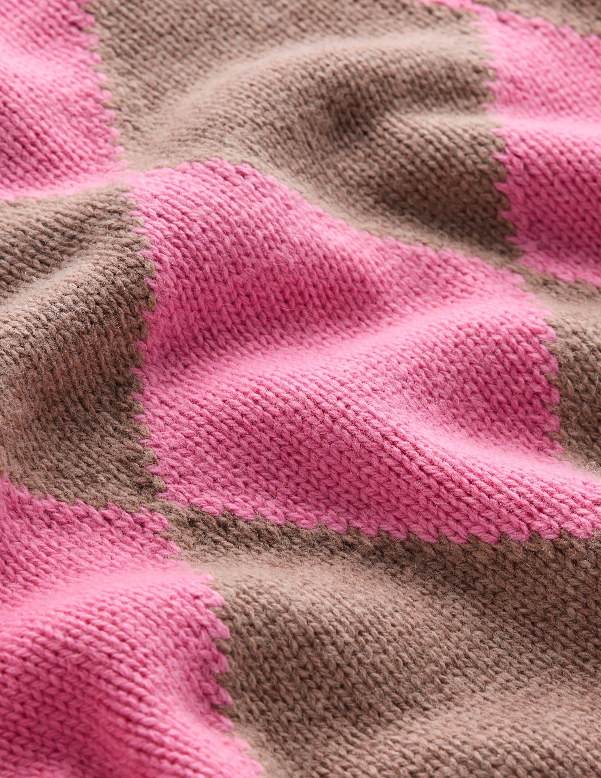 Argyle Crew Neck Jumper-Mink Melange, Pink-6