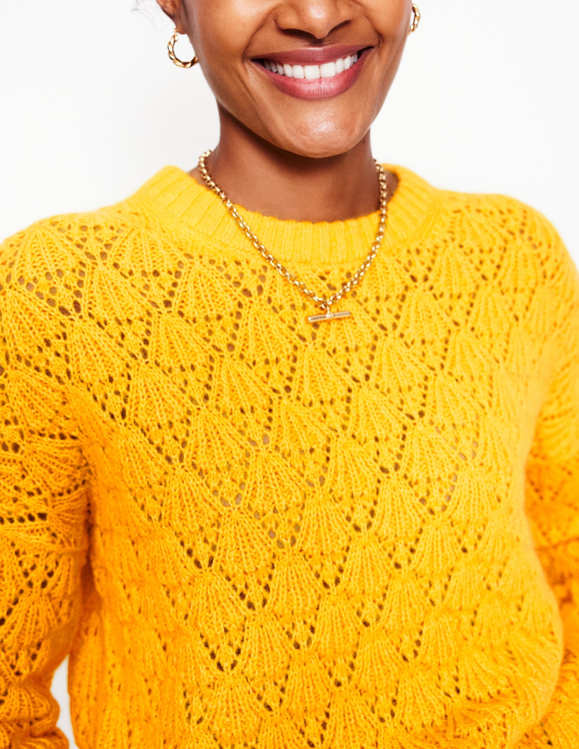 Chunky Pointelle Jumper-Pineapple Yellow - Image 2