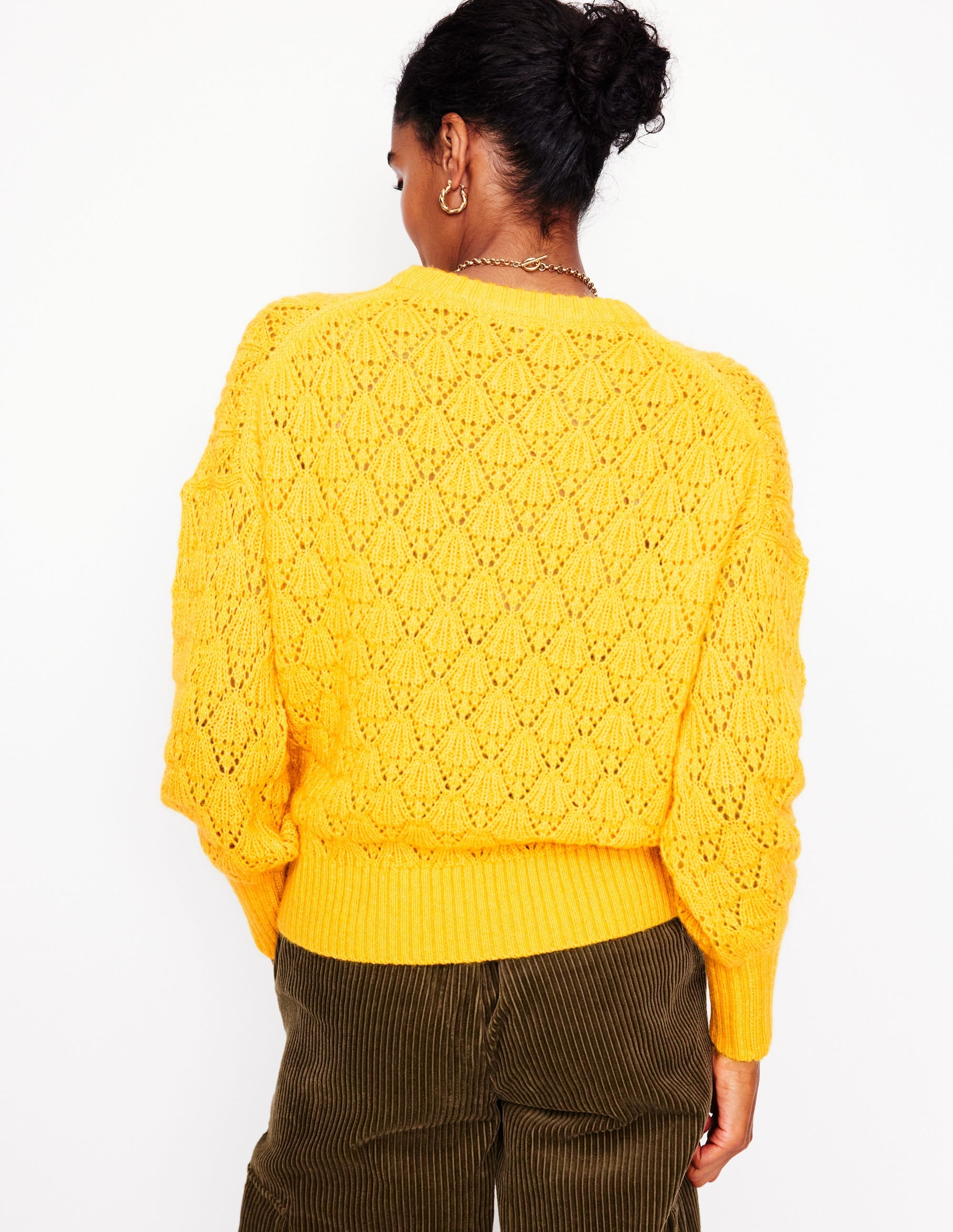 Chunky Pointelle Jumper-Pineapple Yellow - Image 3