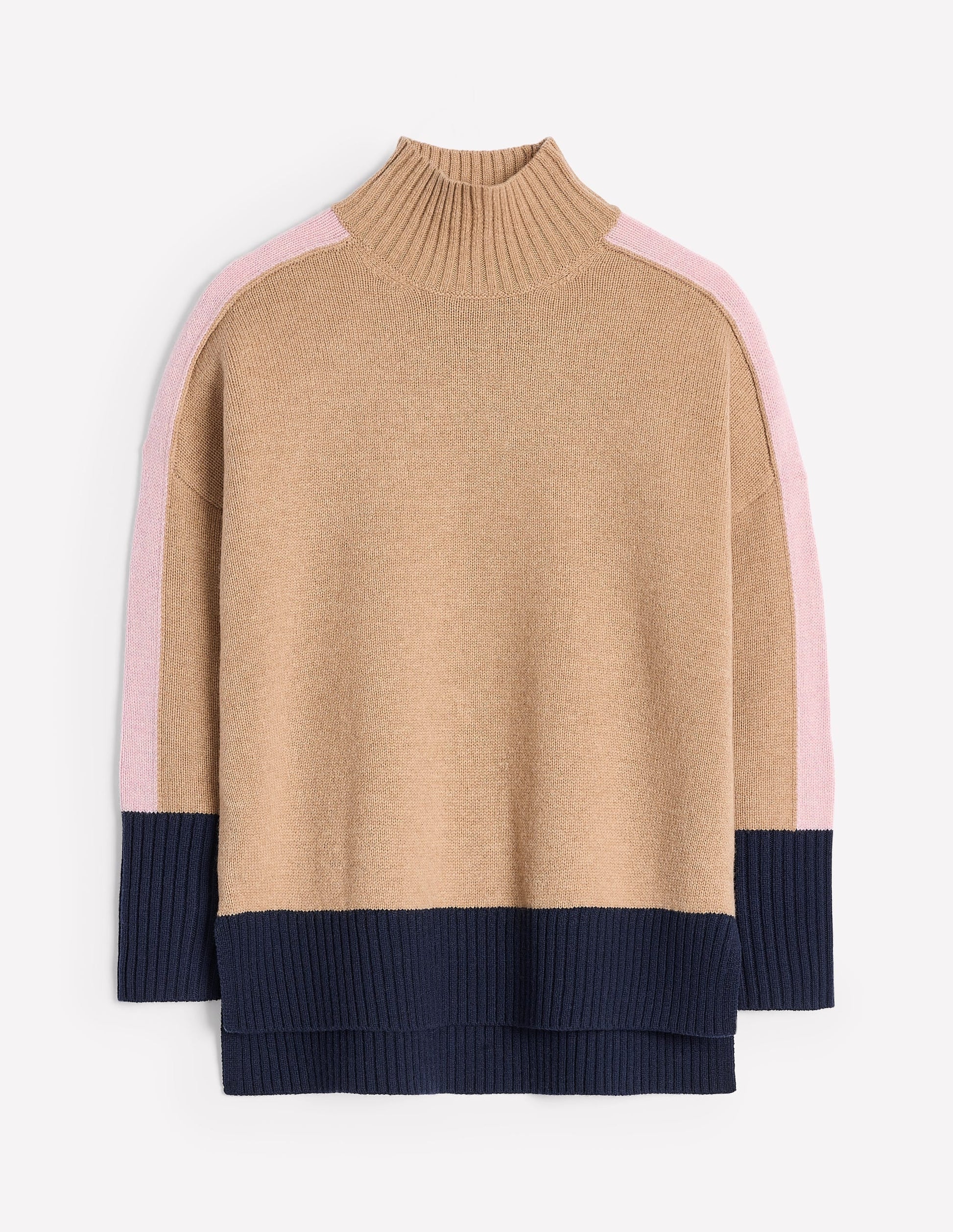 Jessica Oversized Jumper-Camel Melange, Colour Block-6